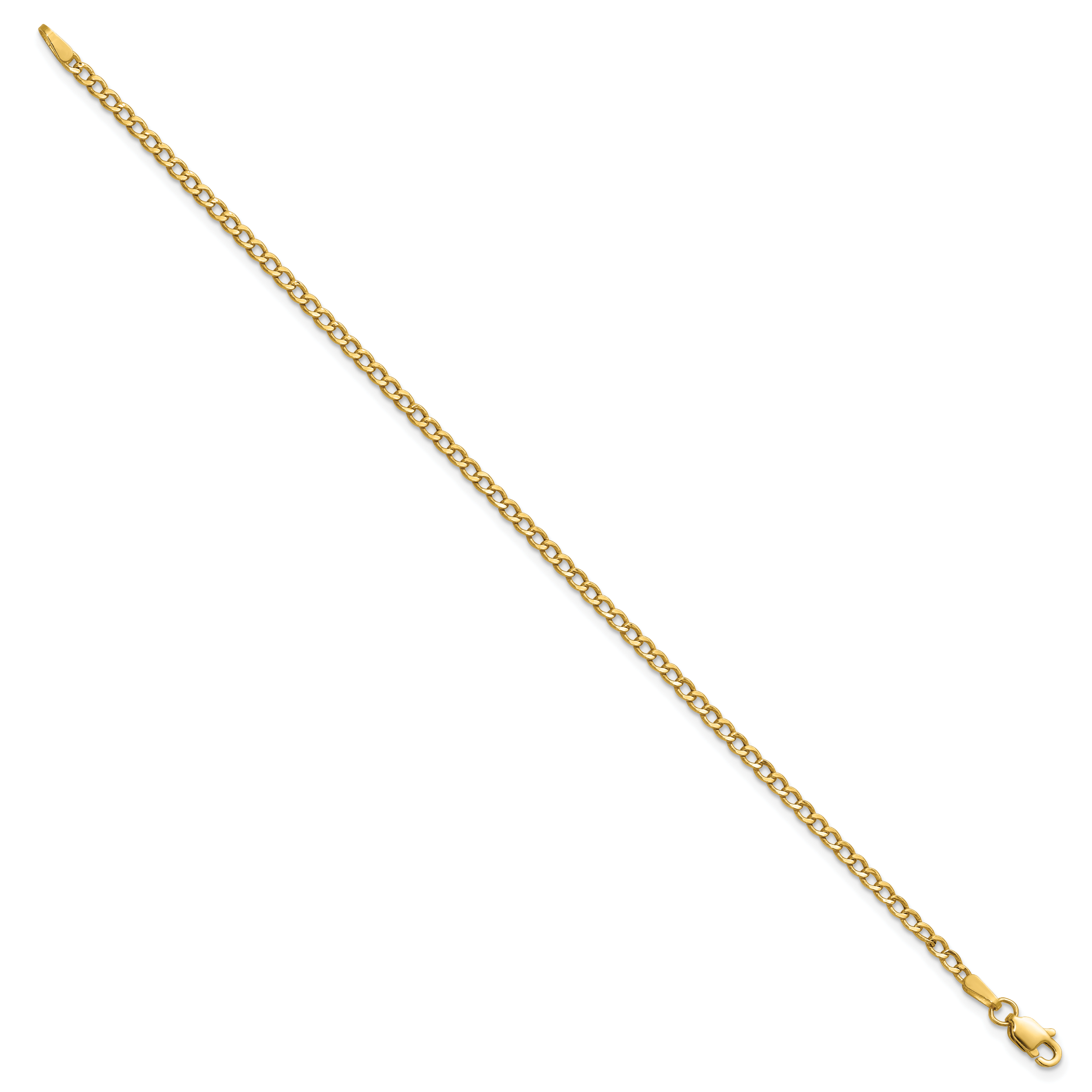 14k 2.5mm Semi-Solid Curb Chain Anklet