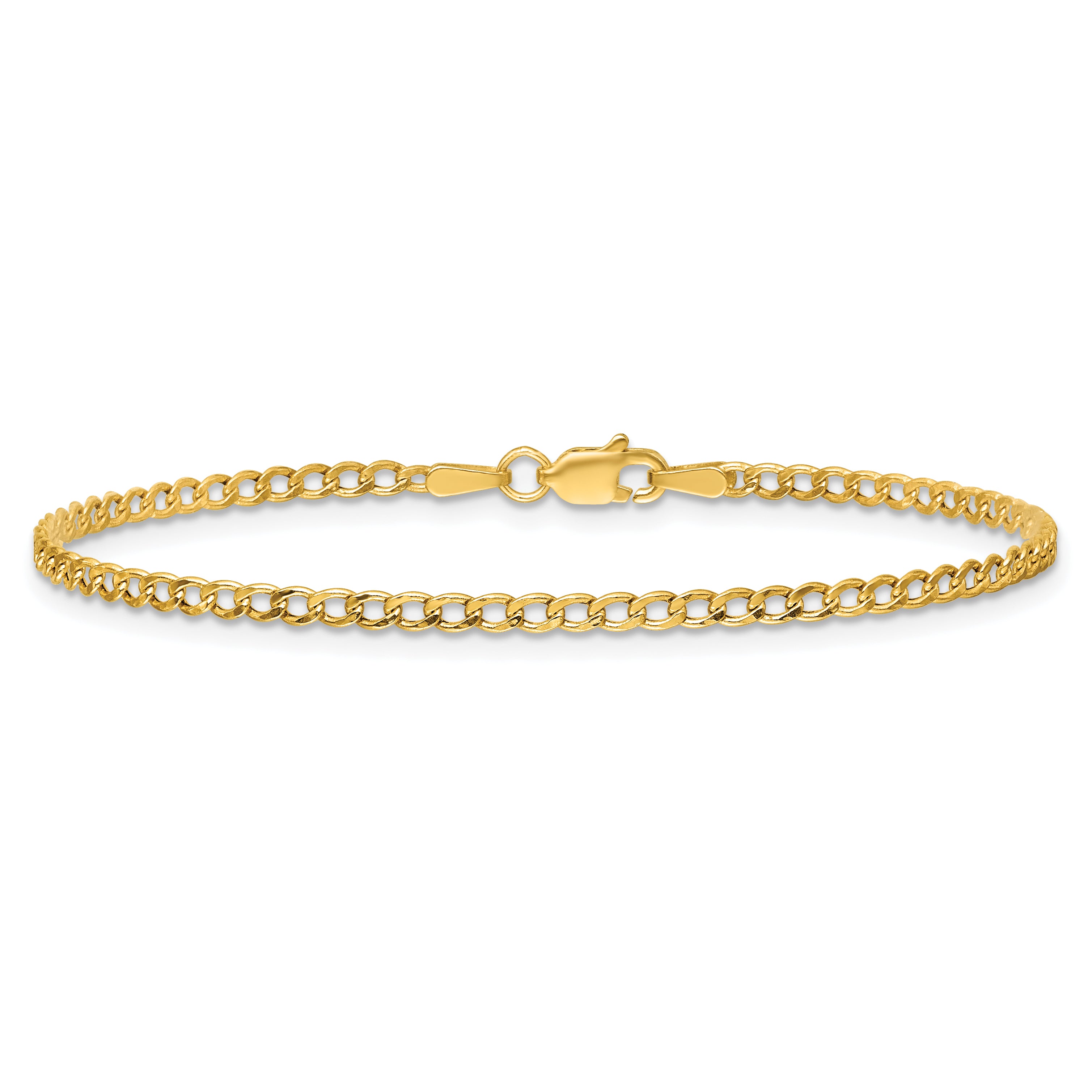 14k 2.5mm Semi-Solid Curb Chain Anklet