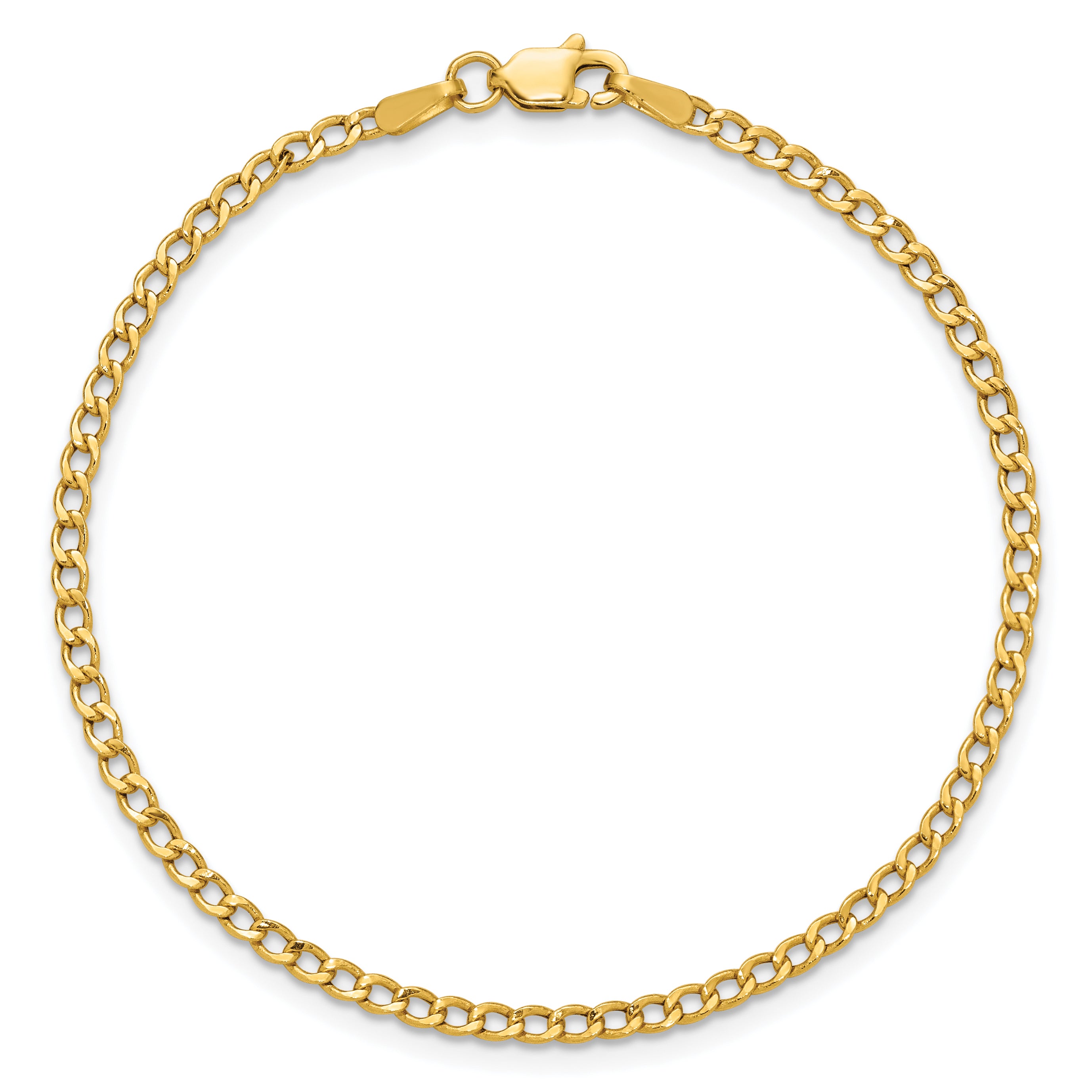 14k 2.5mm Semi-Solid Curb Chain Anklet