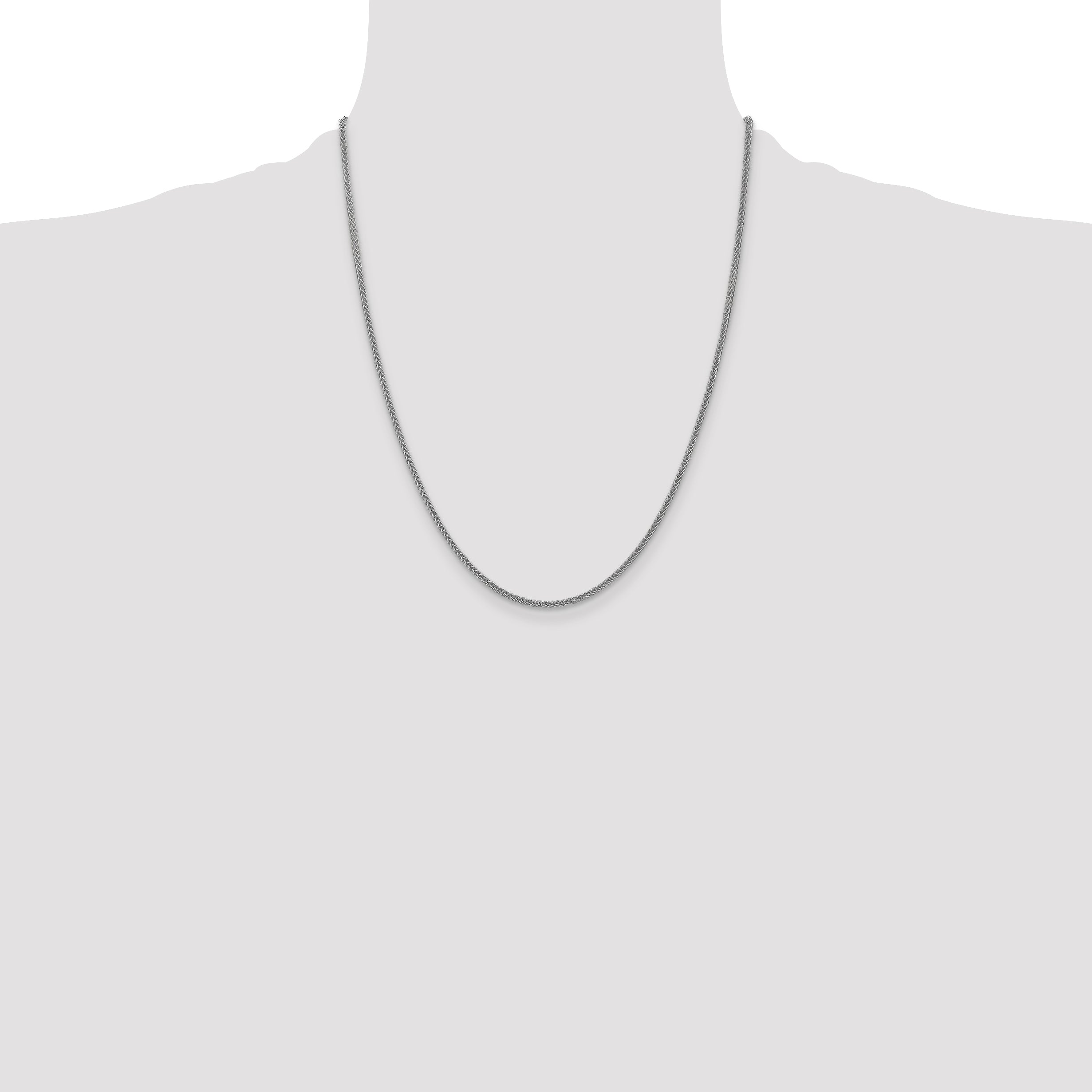 14k White Gold 2mm Semi-solid 3-Wire Wheat Chain