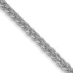 14k White Gold 2mm Semi-solid 3-Wire Wheat Chain