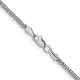 14k White Gold 2mm Semi-solid 3-Wire Wheat Chain