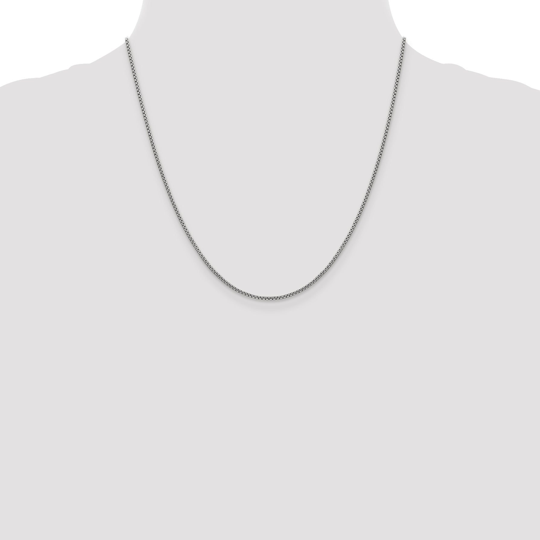 14k White Gold 1.5mm Semi-Solid Round Box Chain