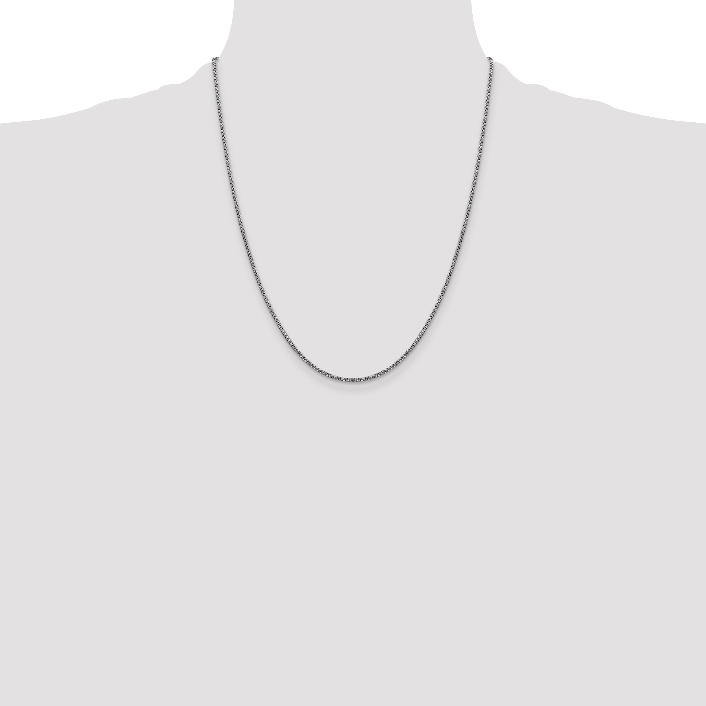 14k White Gold 1.5mm Semi-Solid Round Box Chain
