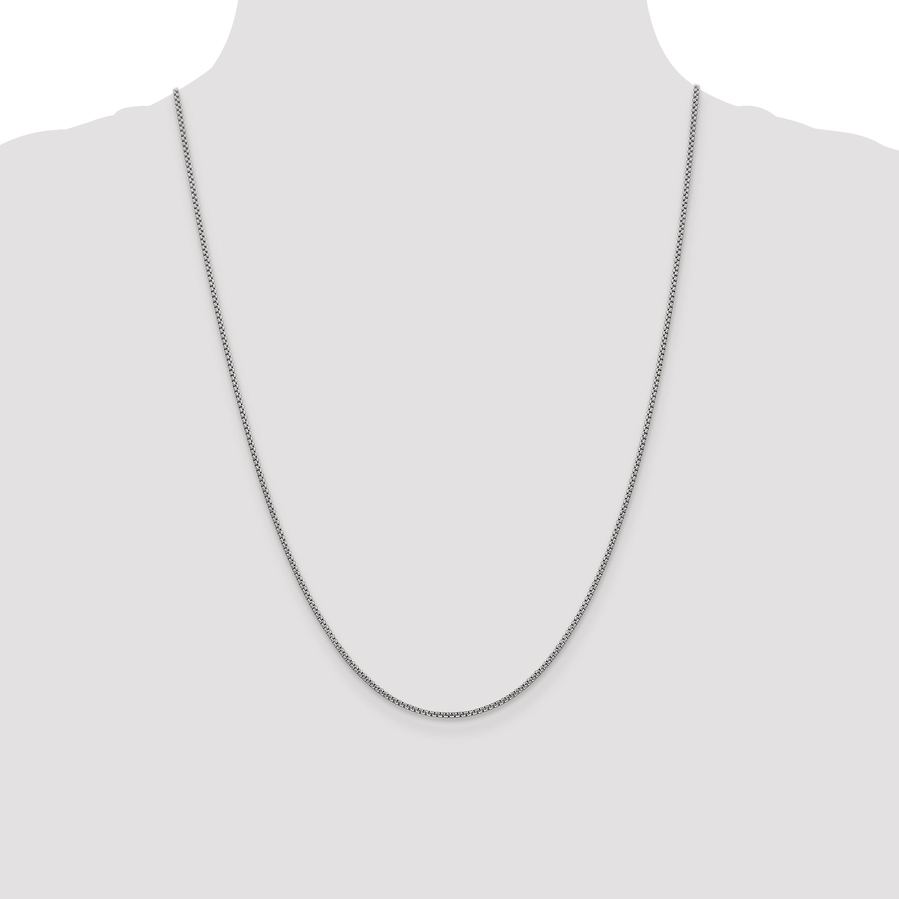 14k White Gold 1.5mm Semi-Solid Round Box Chain