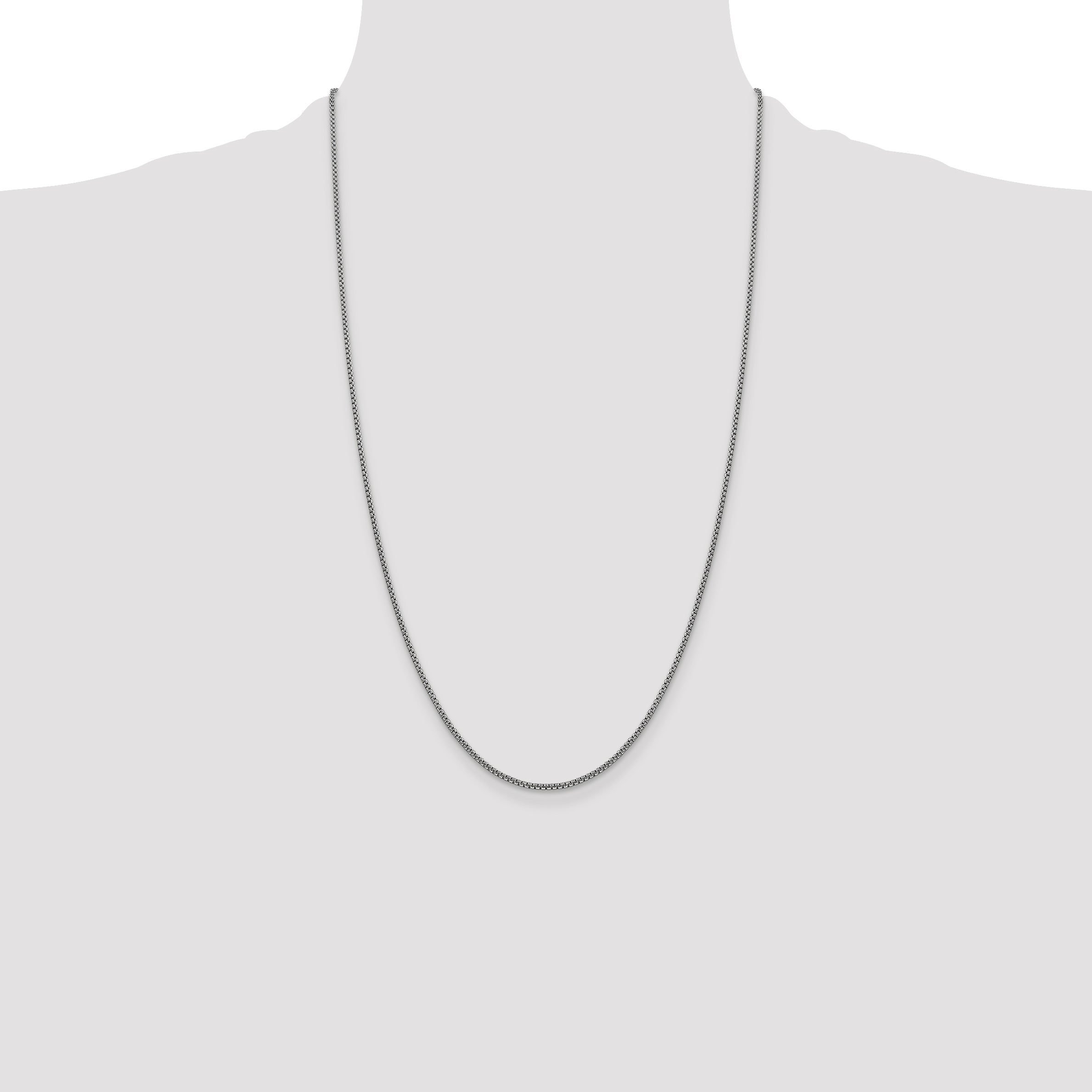 14k White Gold 1.5mm Semi-Solid Round Box Chain