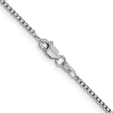 14k White Gold 1.5mm Semi-Solid Round Box Chain