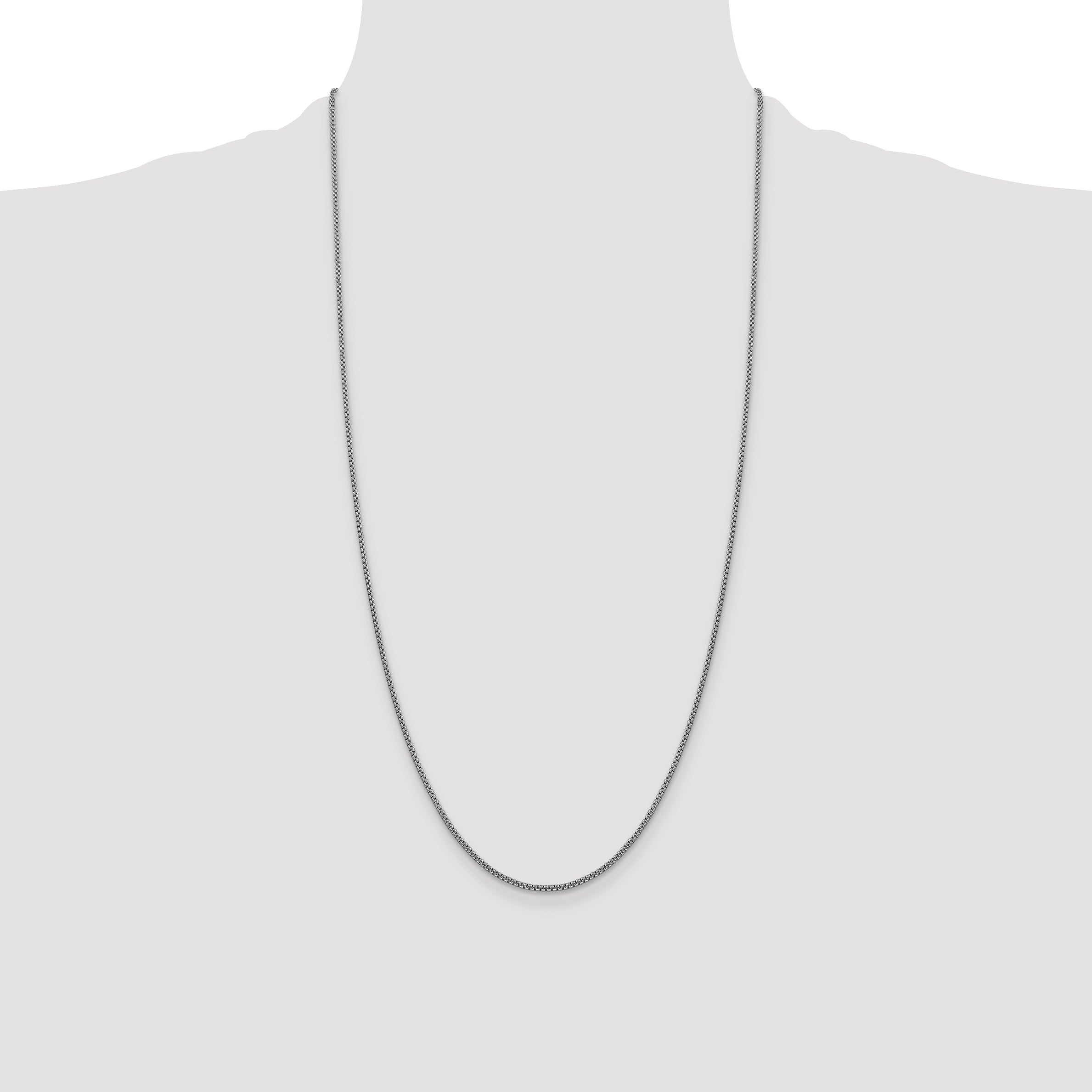 14k White Gold 1.5mm Semi-Solid Round Box Chain