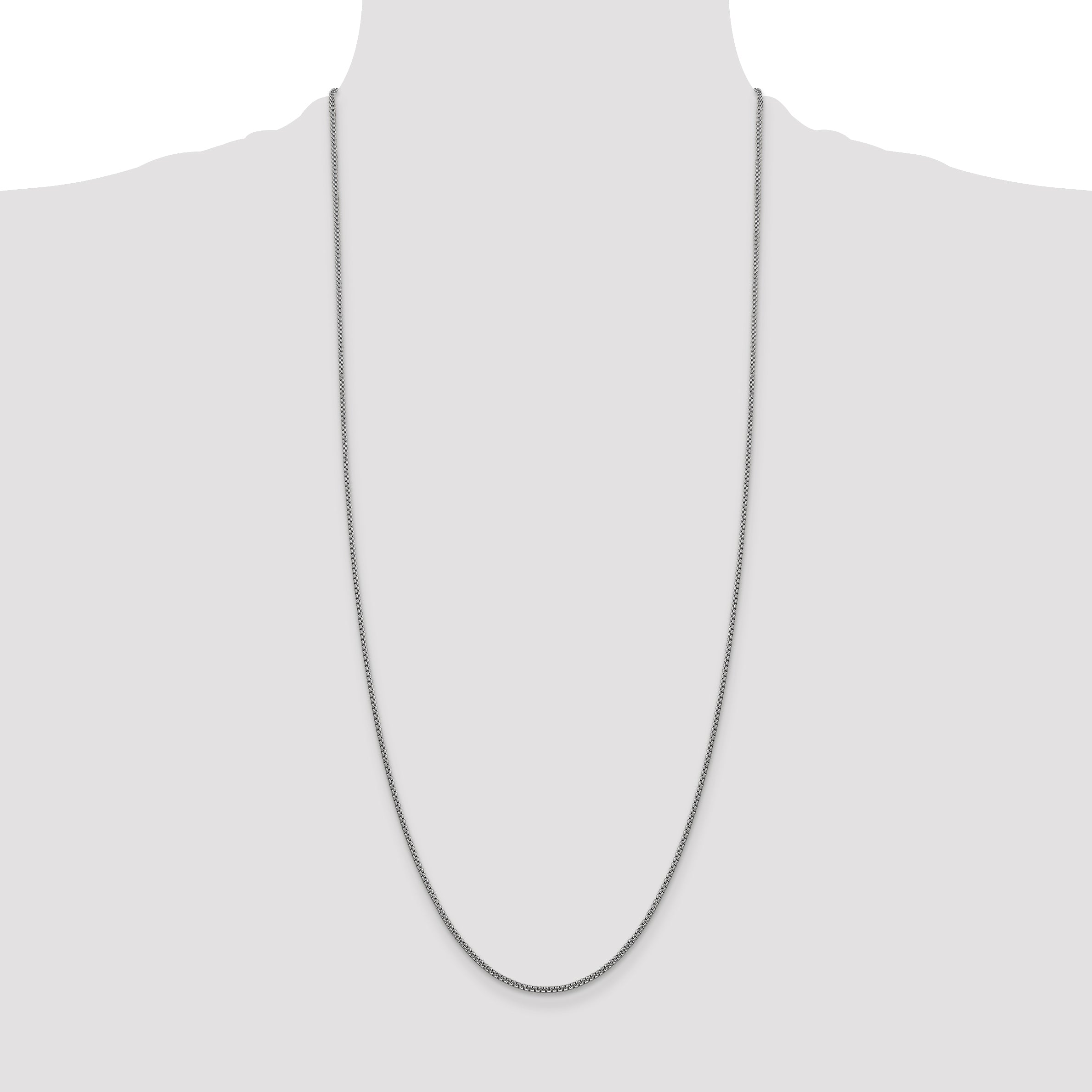 14k White Gold 1.5mm Semi-Solid Round Box Chain
