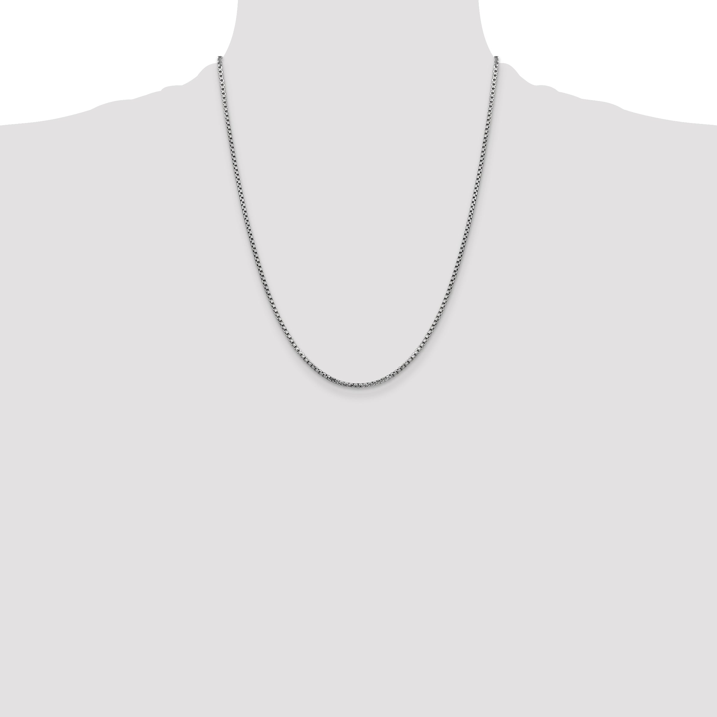 14k White Gold 1.75mm Semi-Solid Round Box Chain