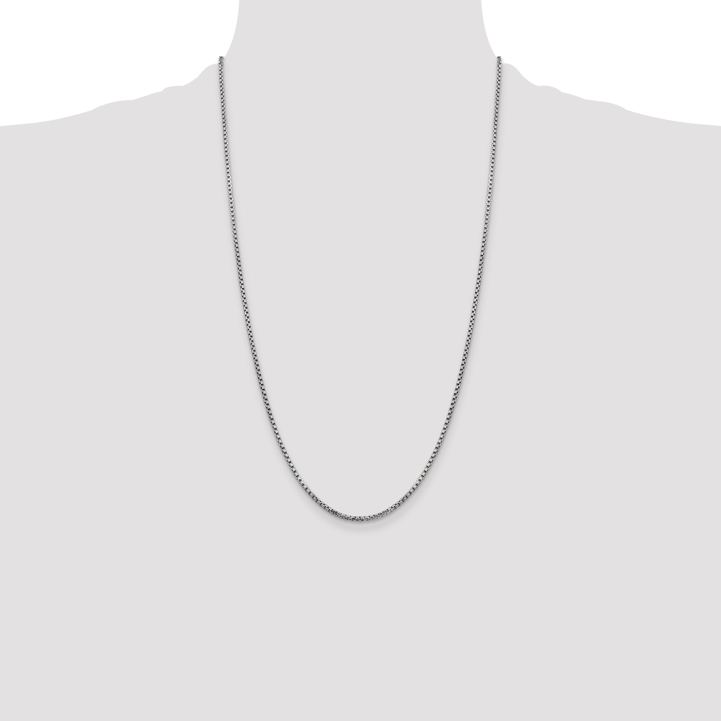 14k White Gold 1.75mm Semi-Solid Round Box Chain