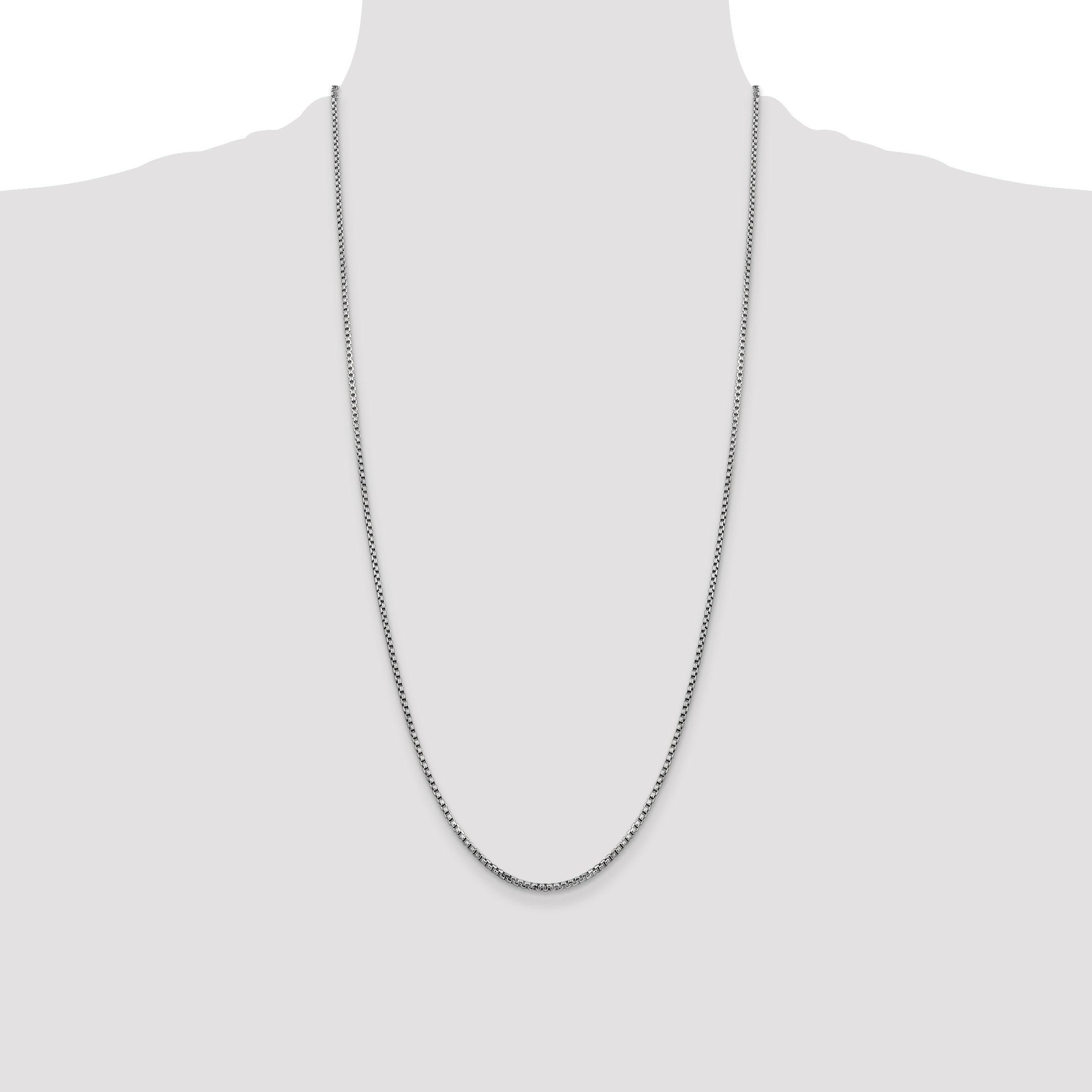 14k White Gold 1.75mm Semi-Solid Round Box Chain