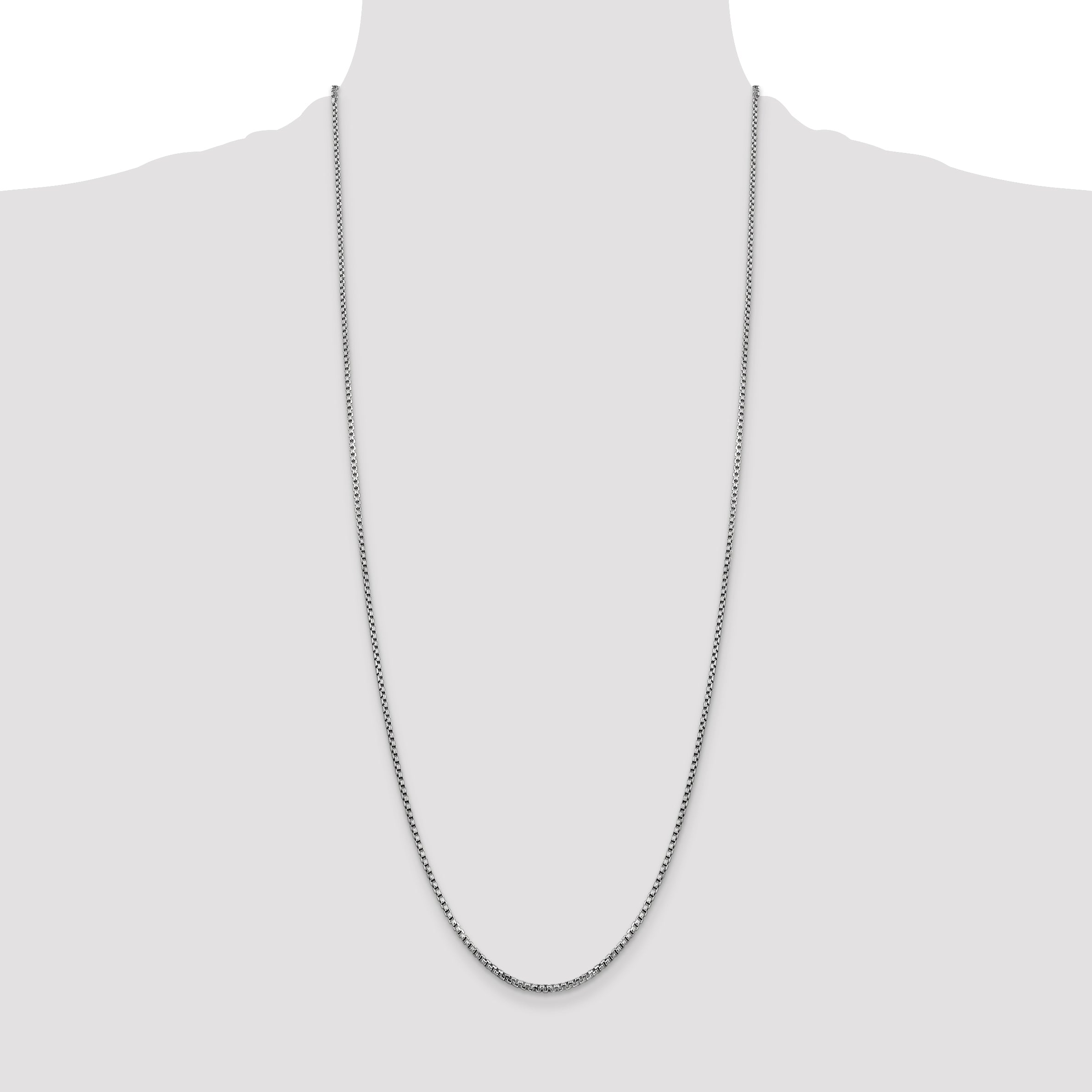 14k White Gold 1.75mm Semi-Solid Round Box Chain