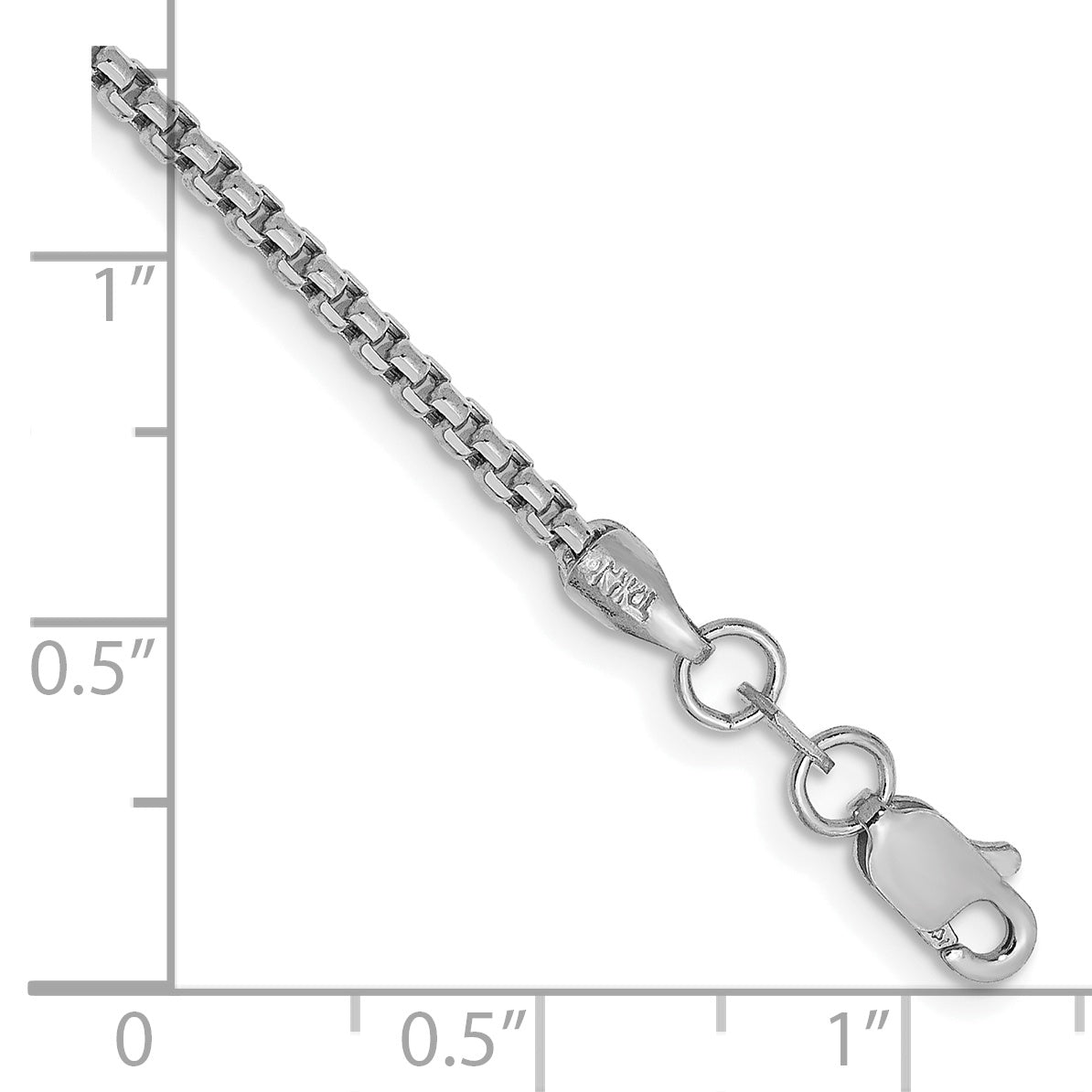 14k White Gold 1.75mm Semi-Solid Round Box Chain