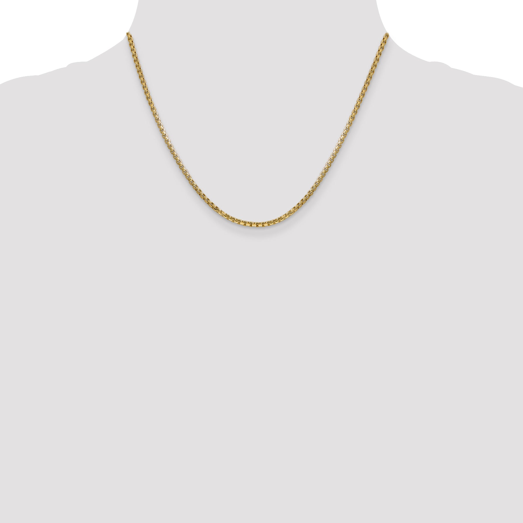 14k 2.45mm Semi-Solid Round Box Chain