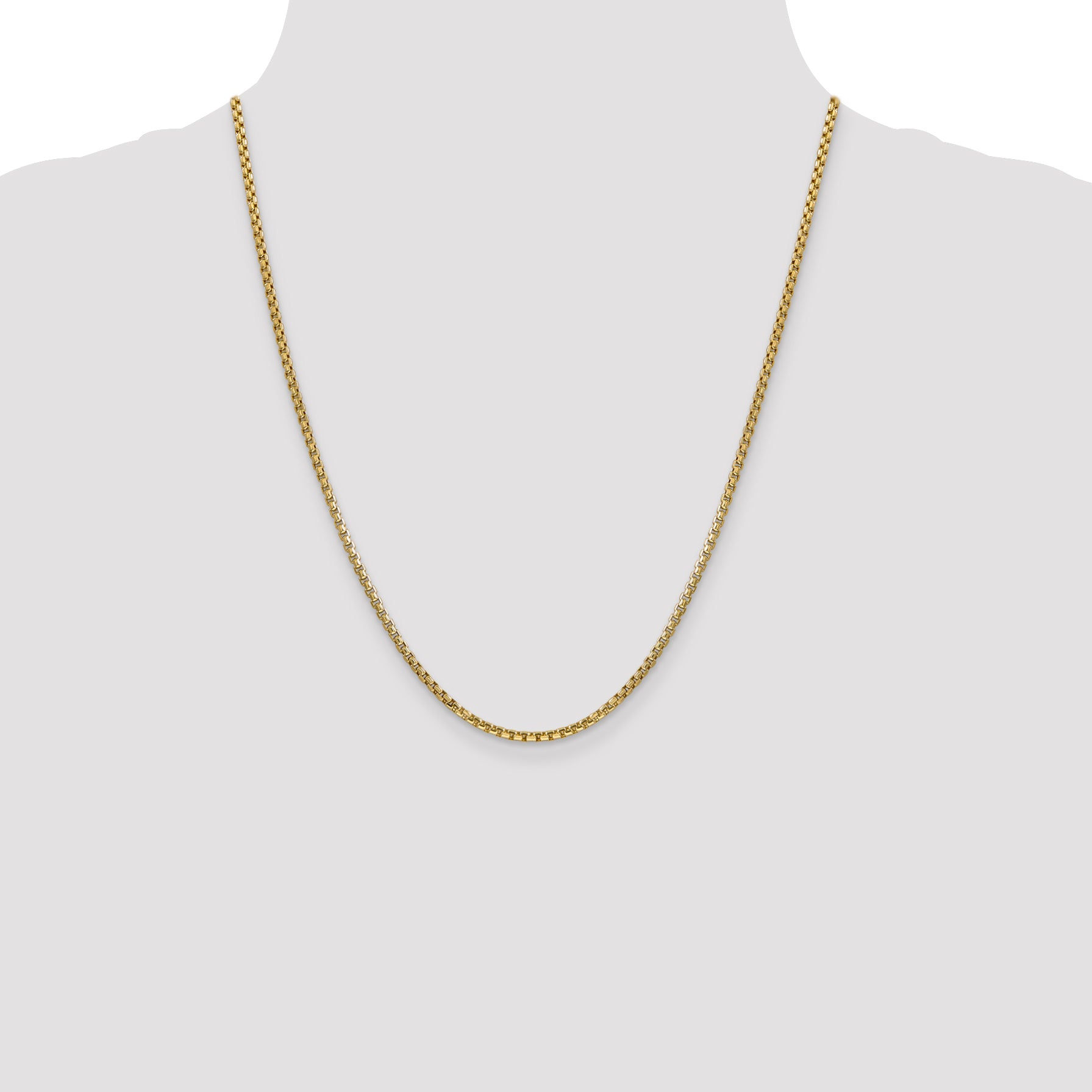 14k 2.45mm Semi-Solid Round Box Chain