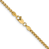 14k 2.45mm Semi-Solid Round Box Chain