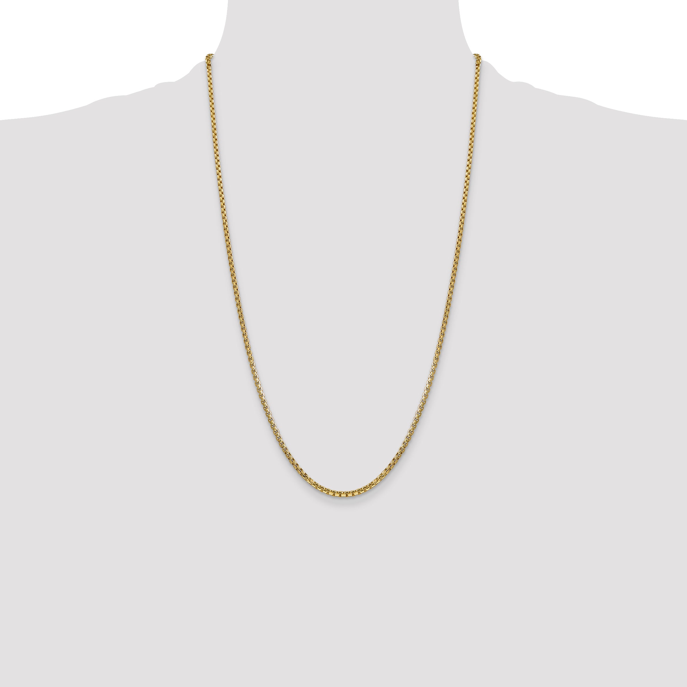 14k 2.45mm Semi-Solid Round Box Chain