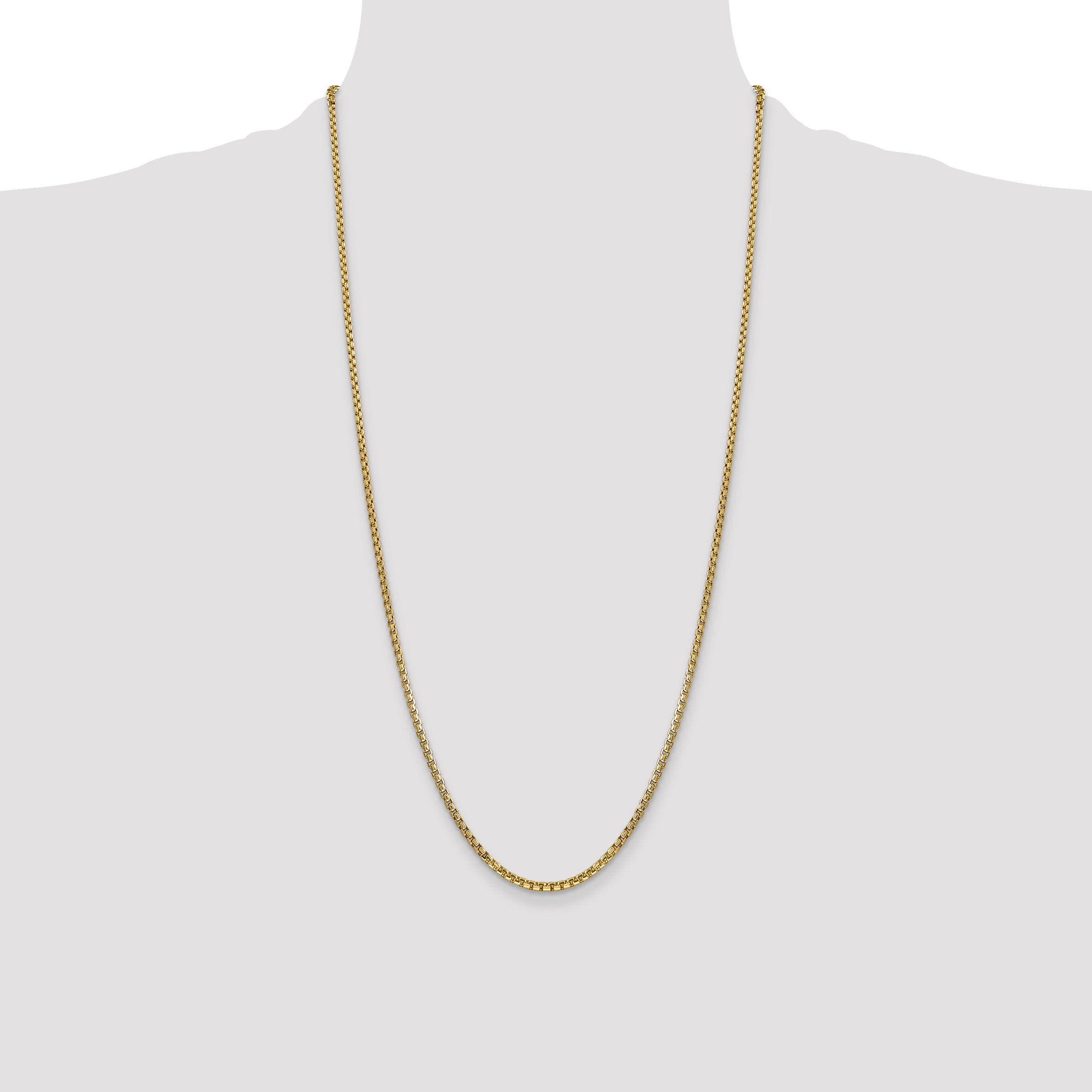 14k 2.45mm Semi-Solid Round Box Chain
