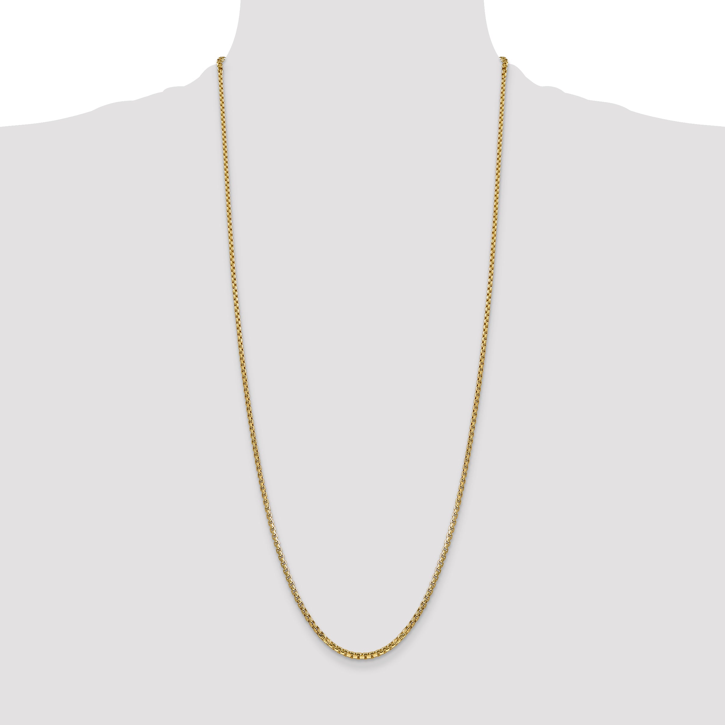 14k 2.45mm Semi-Solid Round Box Chain