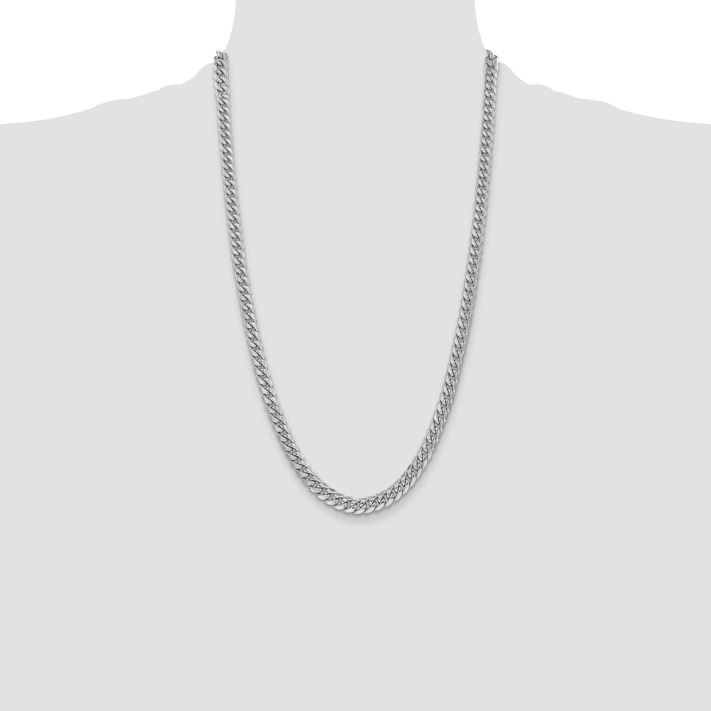 14k White Gold 6mm Semi-Solid Miami Cuban Chain