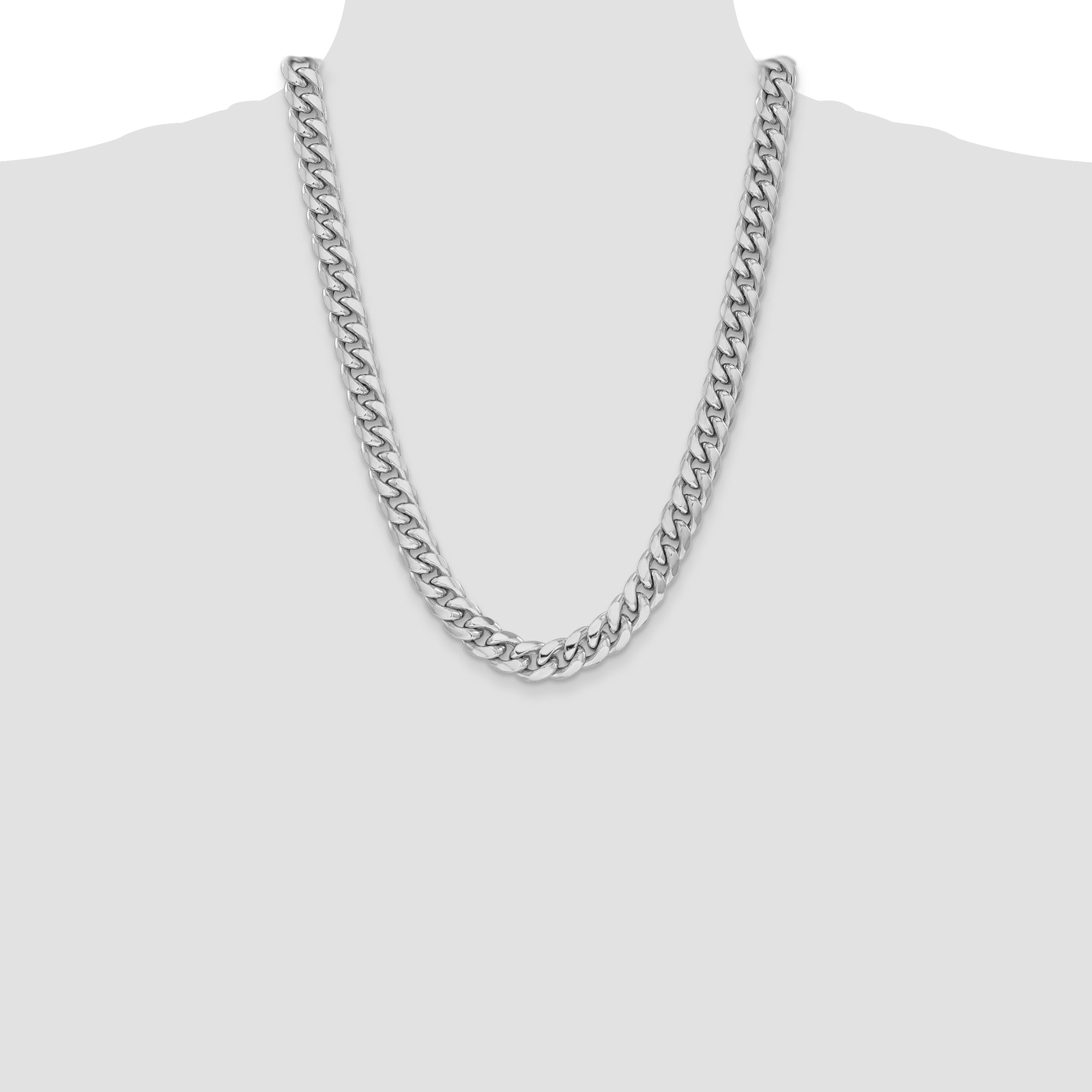14k White Gold 11mm Semi-Solid Miami Cuban Chain