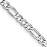 14k White Gold 3.5mm Semi-Solid Figaro Chain