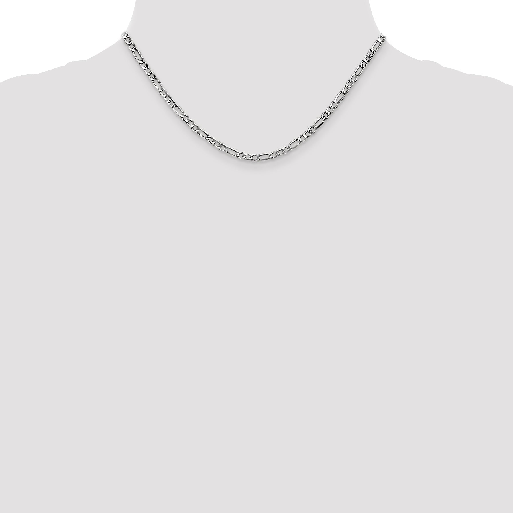 14k White Gold 3.5mm Semi-Solid Figaro Chain