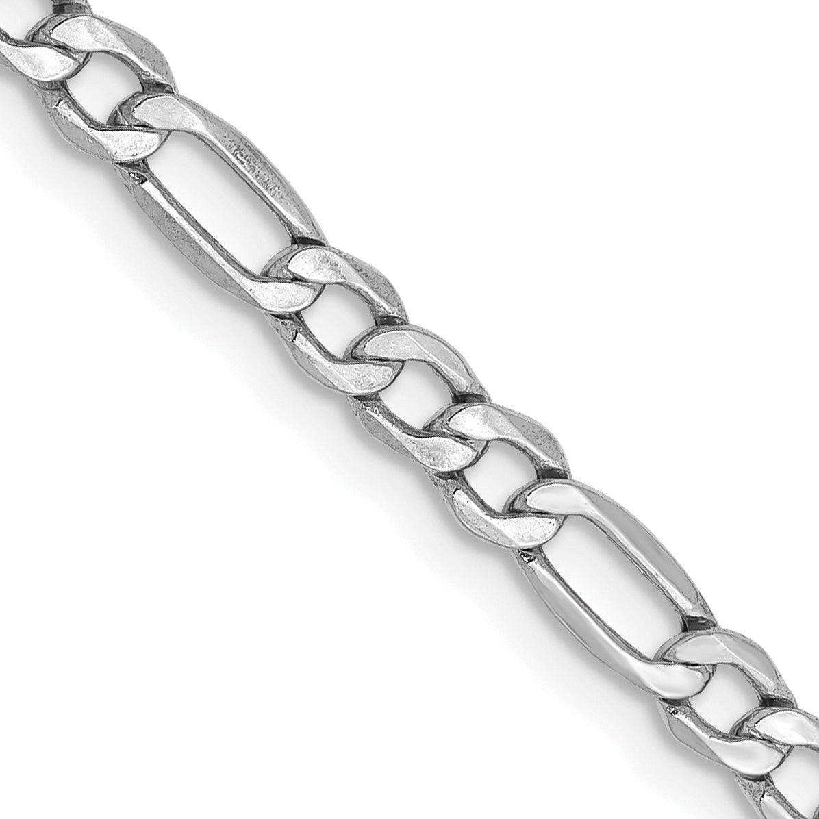 14k White Gold 3.5mm Semi-Solid Figaro Chain