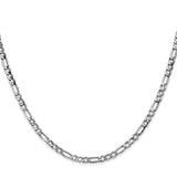 14k White Gold 3.5mm Semi-Solid Figaro Chain