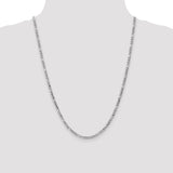 14k White Gold 3.5mm Semi-Solid Figaro Chain