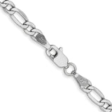 14k White Gold 3.5mm Semi-Solid Figaro Chain