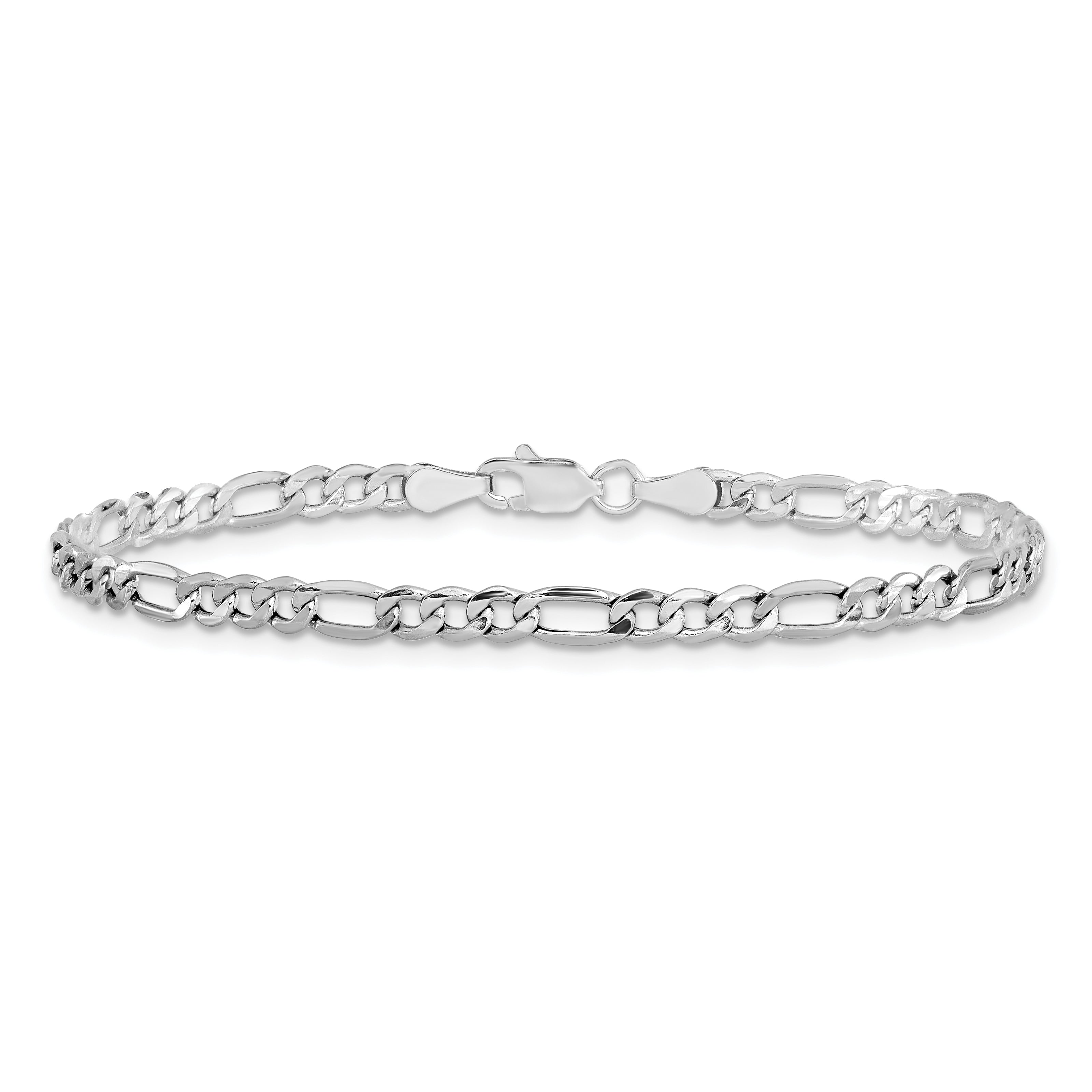 14k White Gold 3.5mm Semi-Solid Figaro Chain
