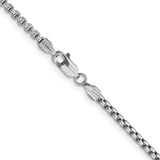 14k White Gold 2.45mm Semi-Solid Round Box Chain