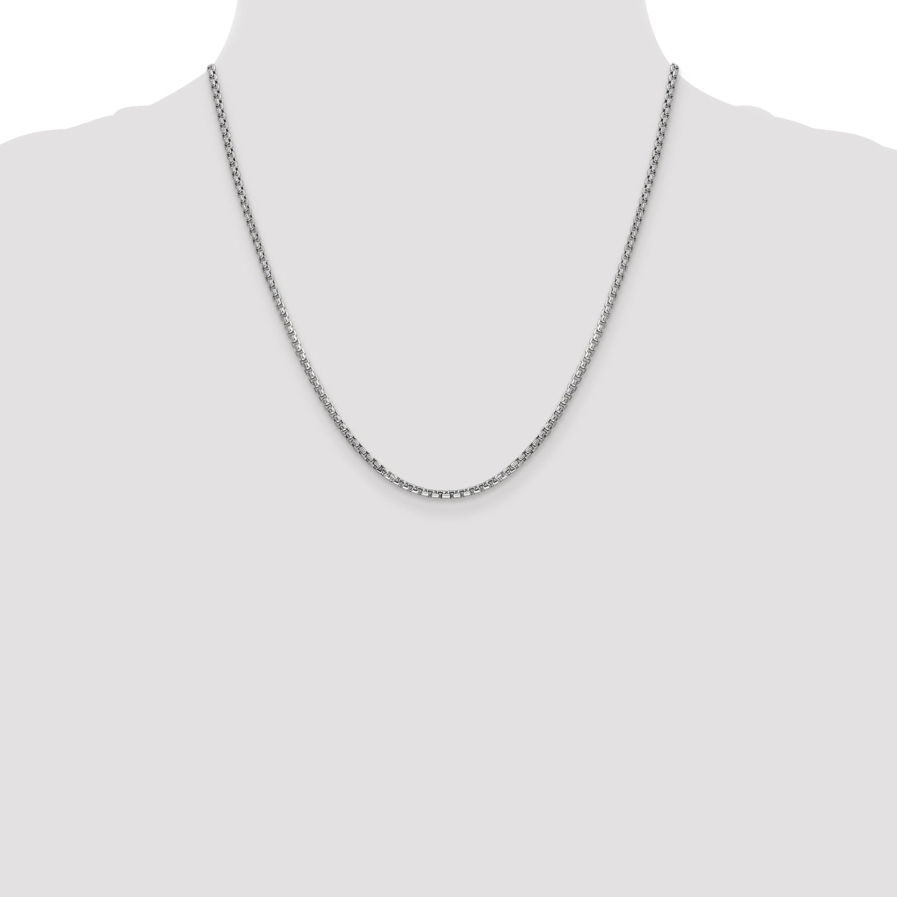 14k White Gold 2.45mm Semi-Solid Round Box Chain