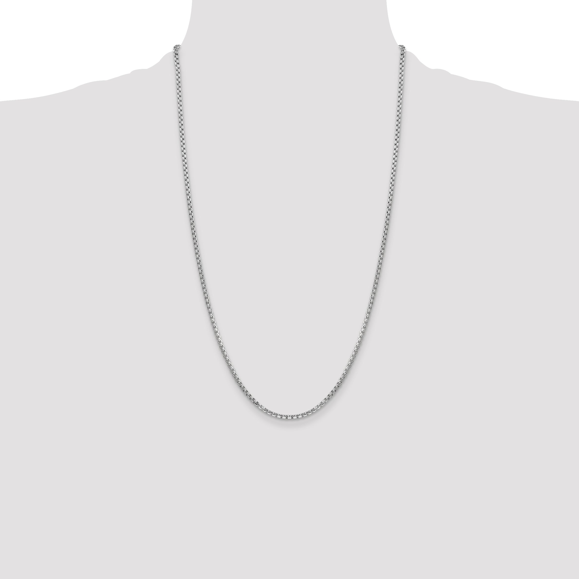 14k White Gold 2.45mm Semi-Solid Round Box Chain