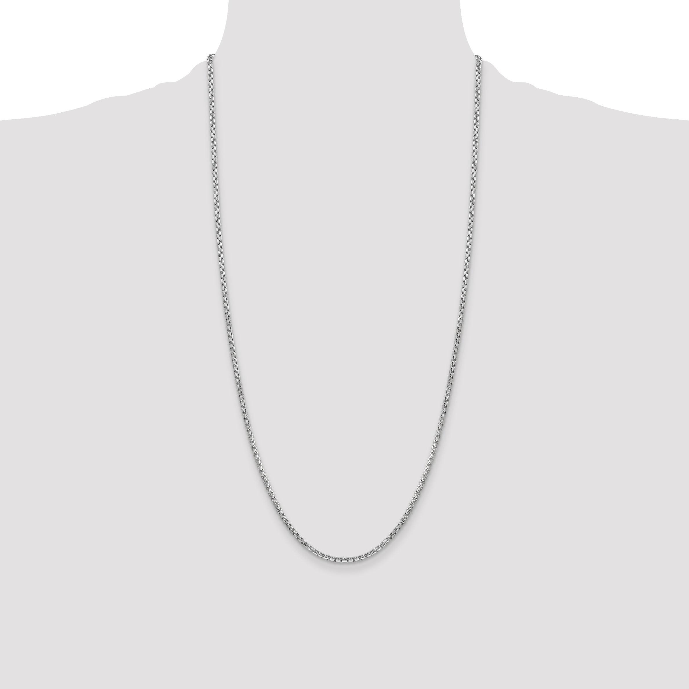 14k White Gold 2.45mm Semi-Solid Round Box Chain