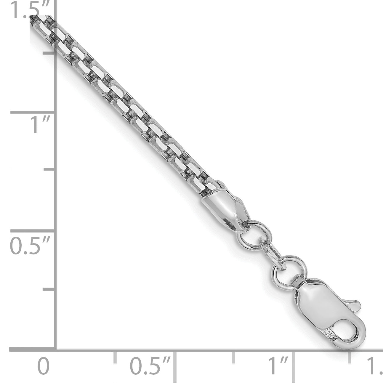 14k White Gold 2.45mm Semi-Solid Round Box Chain