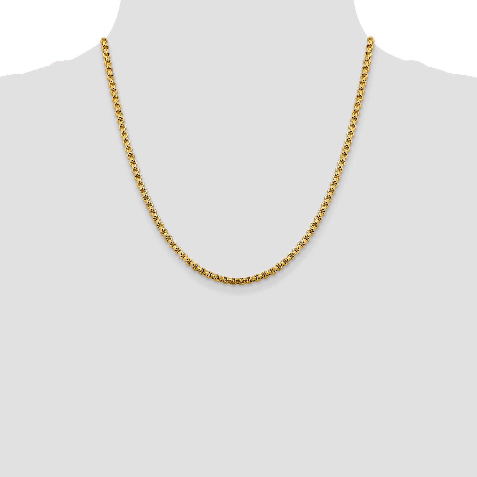 14k 3.6mm Semi-Solid Round Box Chain