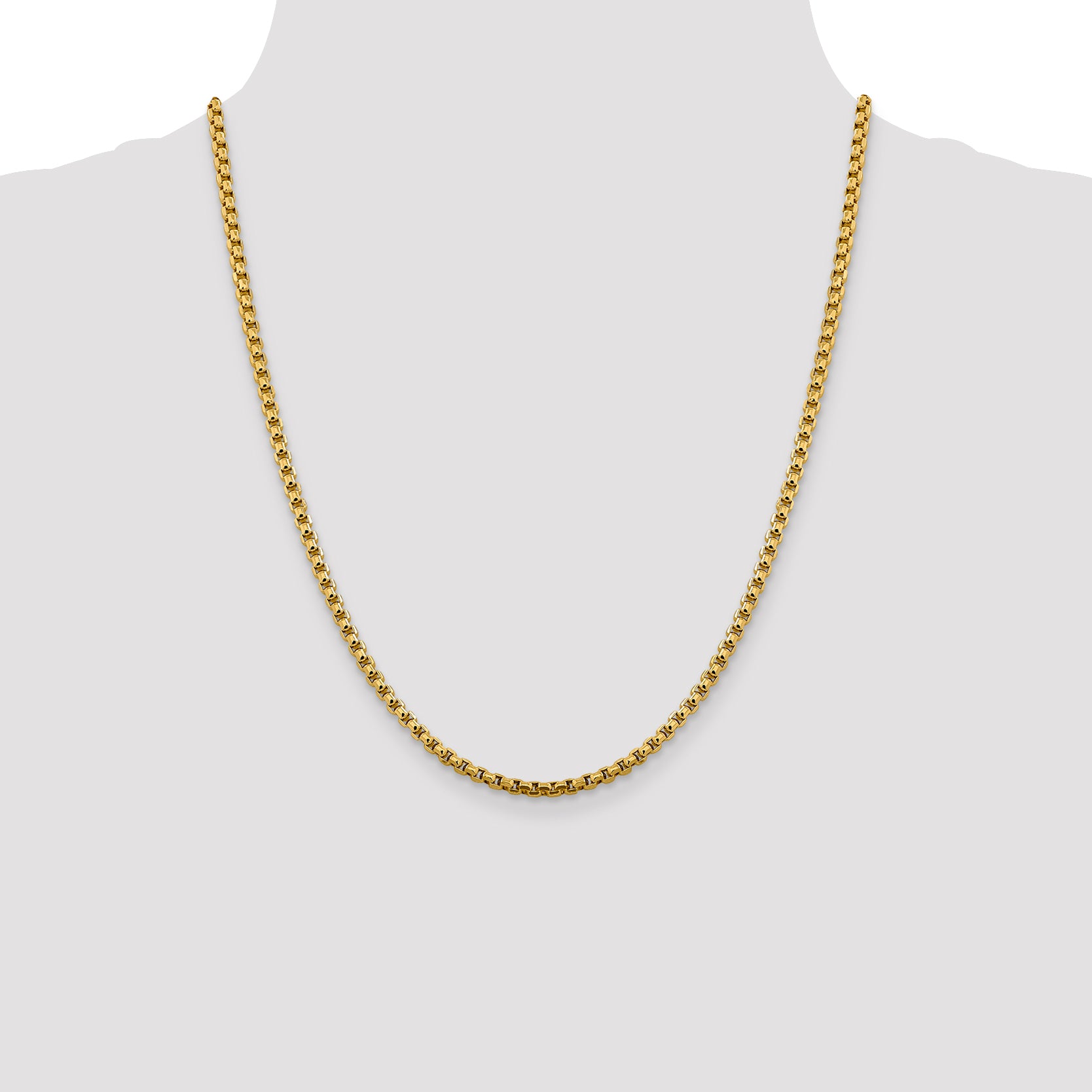 14k 3.6mm Semi-Solid Round Box Chain
