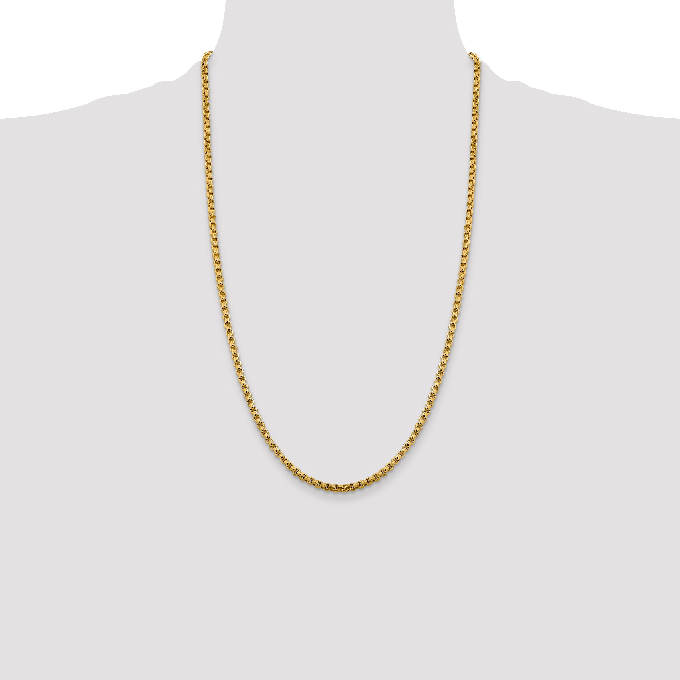 14k 3.6mm Semi-Solid Round Box Chain