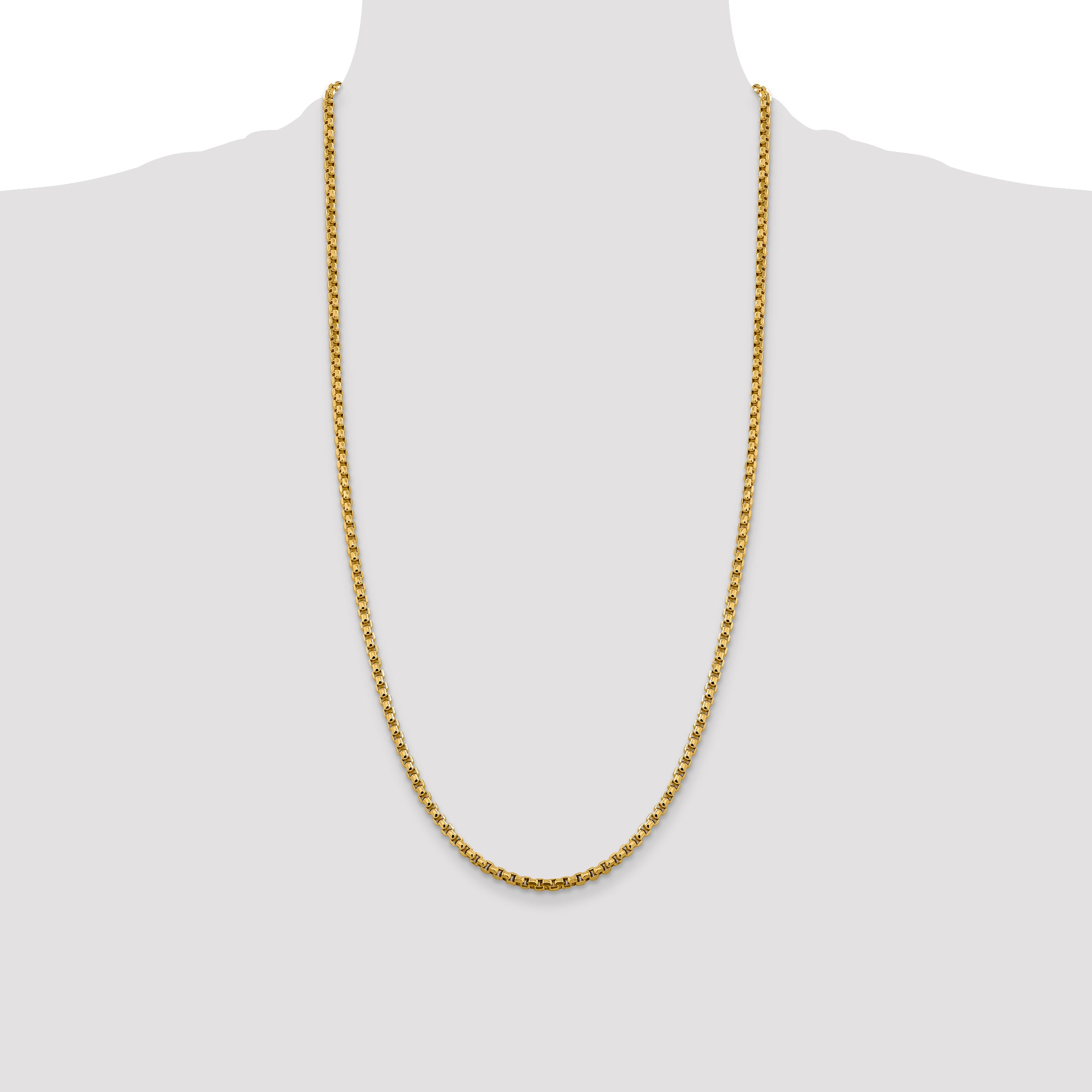 14k 3.6mm Semi-Solid Round Box Chain