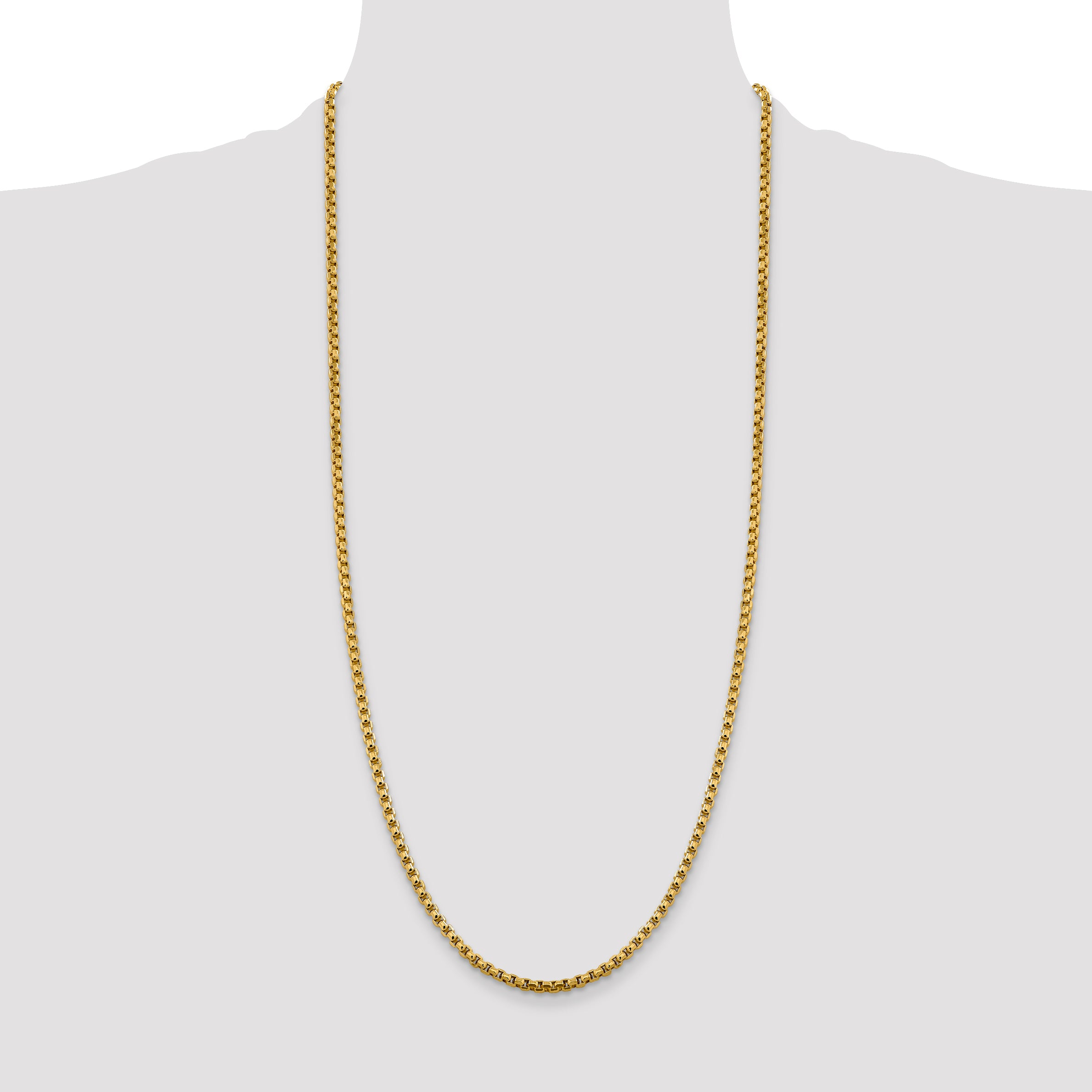 14k 3.6mm Semi-Solid Round Box Chain