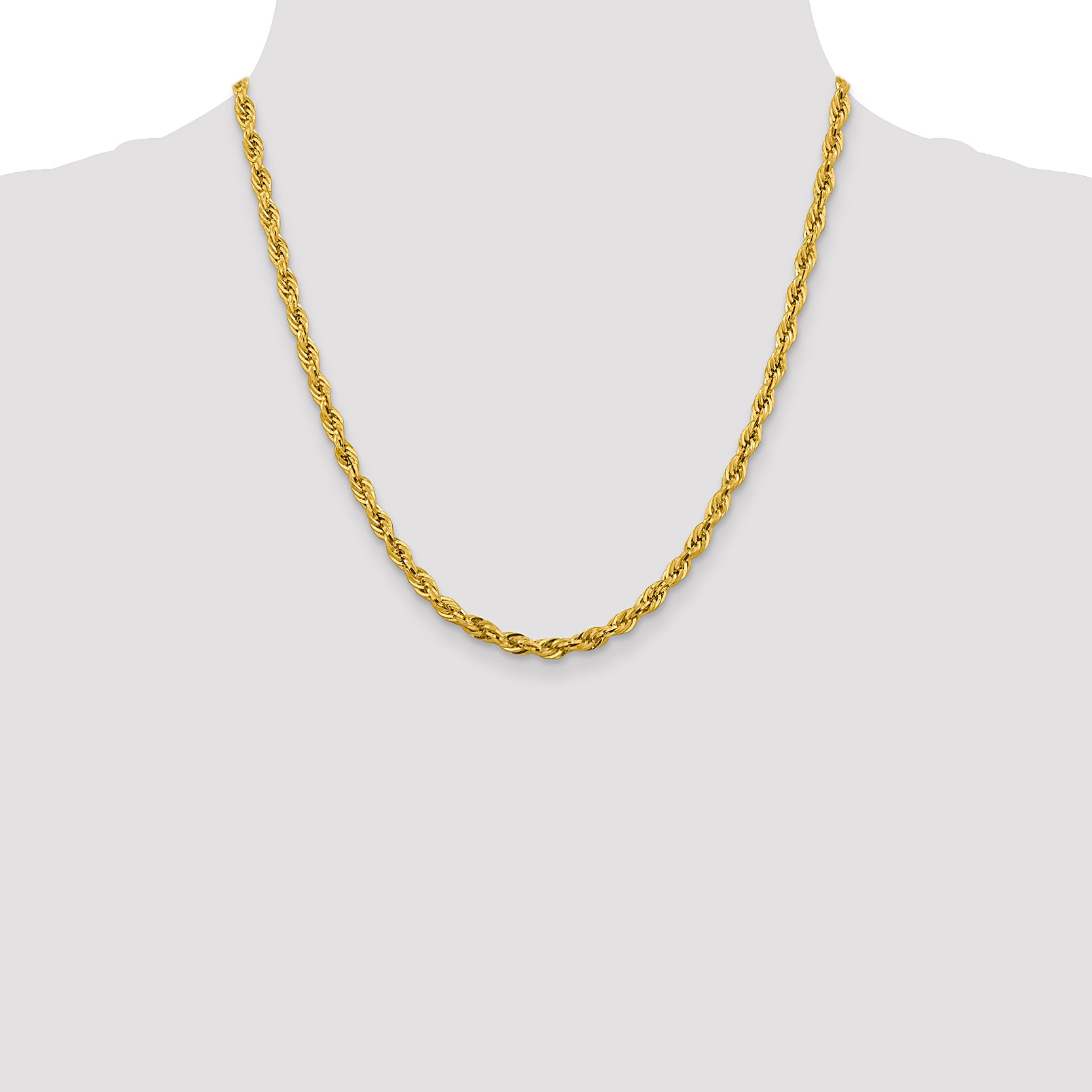 14ky 4.25mm Semi-Solid Rope Chain