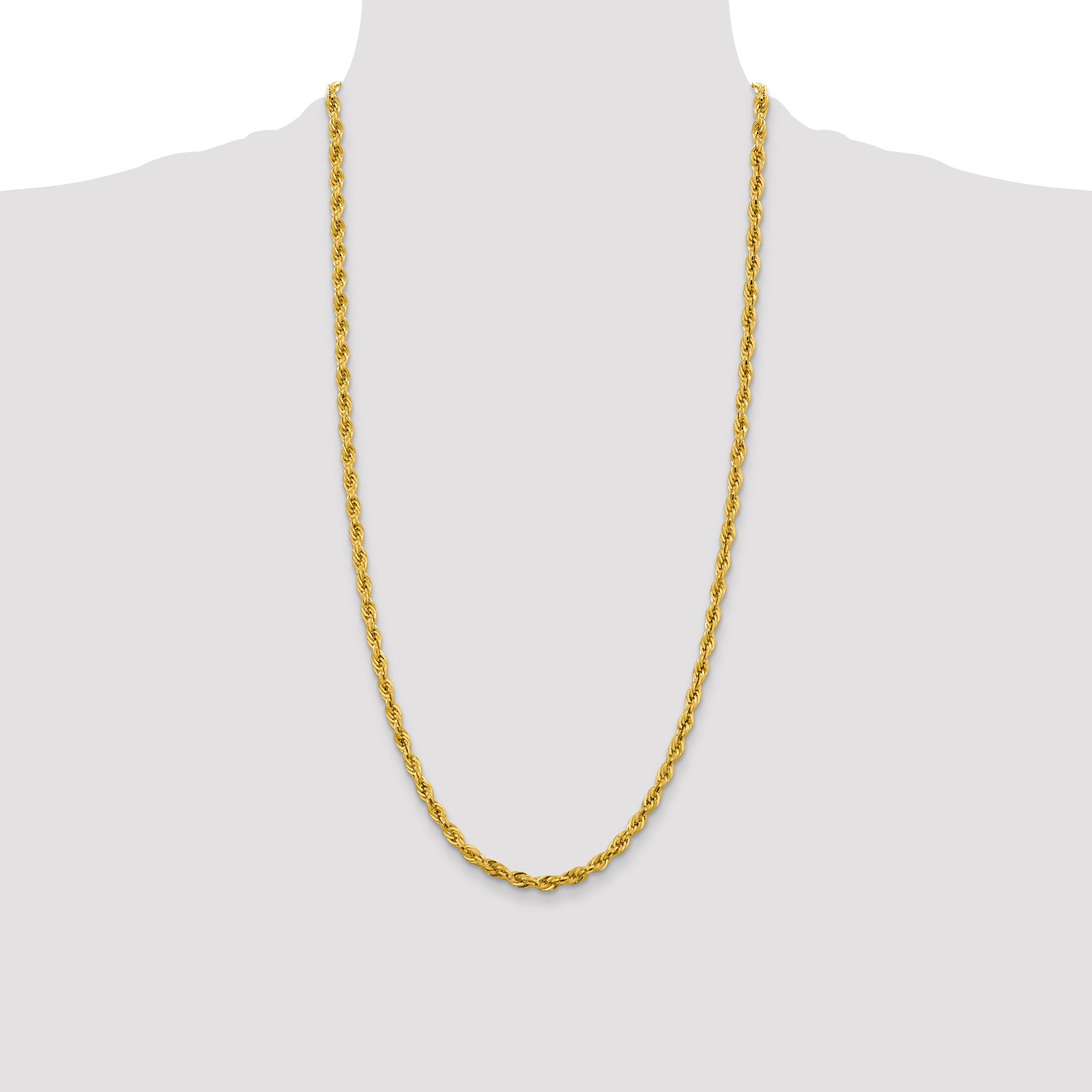 14ky 4.25mm Semi-Solid Rope Chain