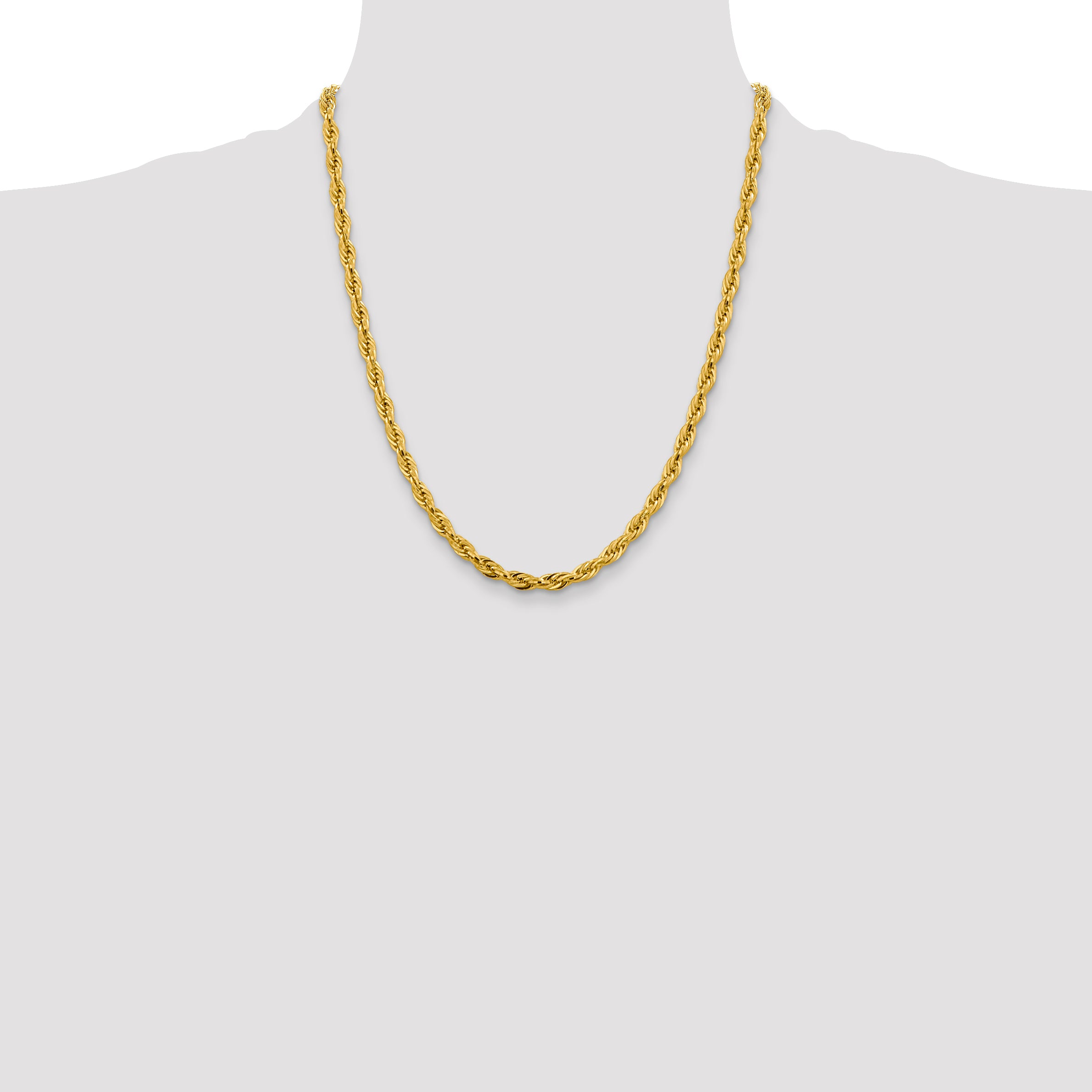 14ky 4.75mm Semi-Solid Rope Chain