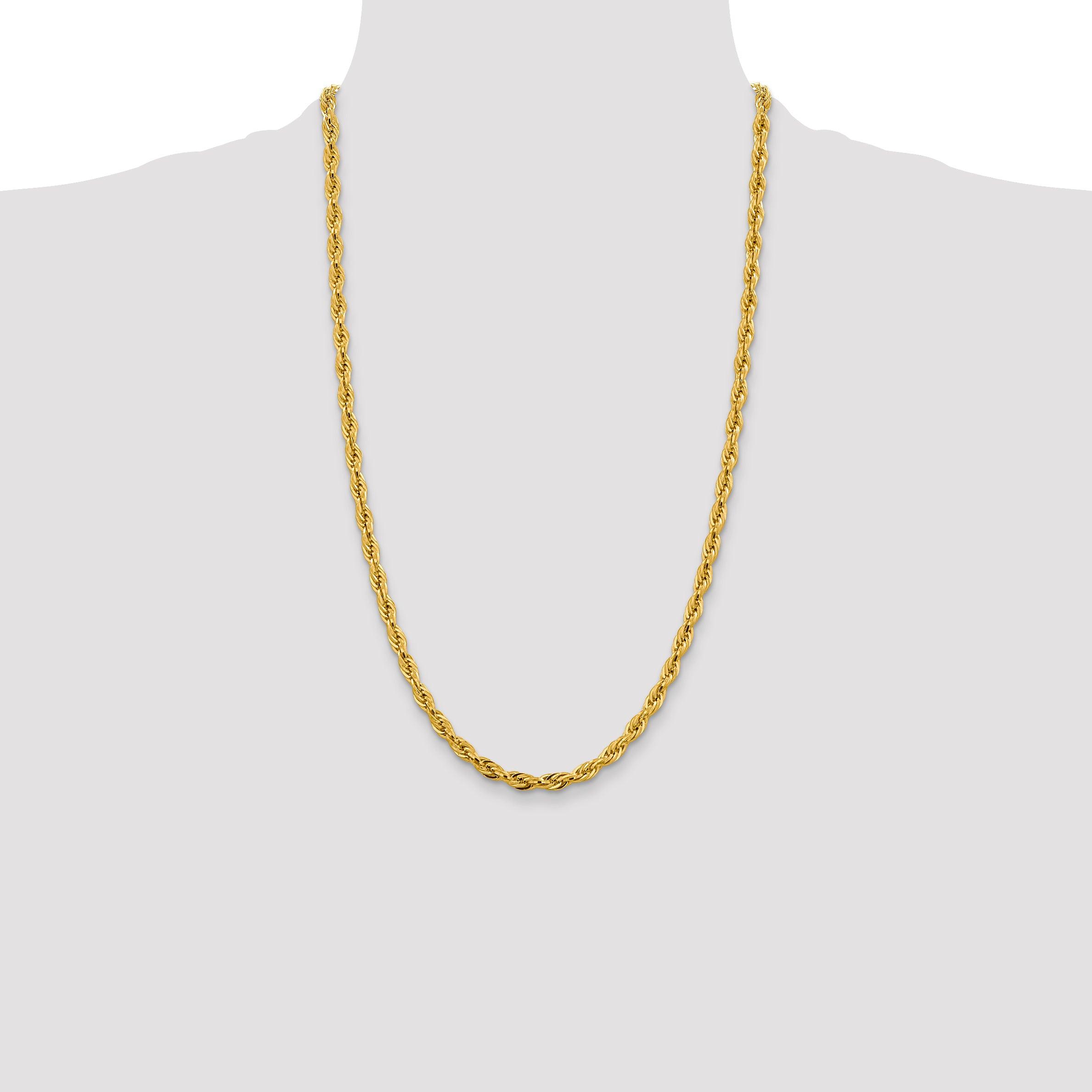 14ky 4.75mm Semi-Solid Rope Chain