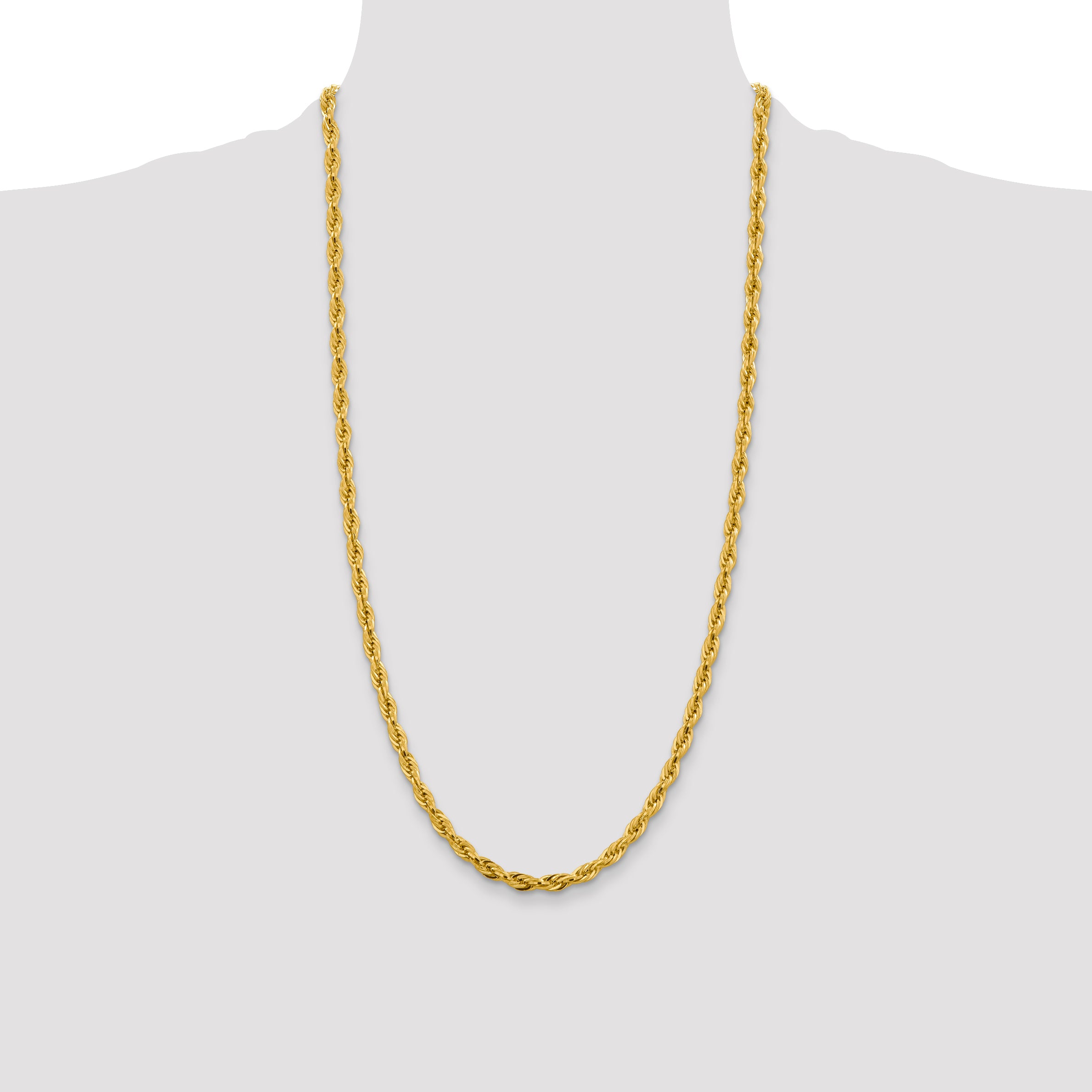 14ky 4.75mm Semi-Solid Rope Chain