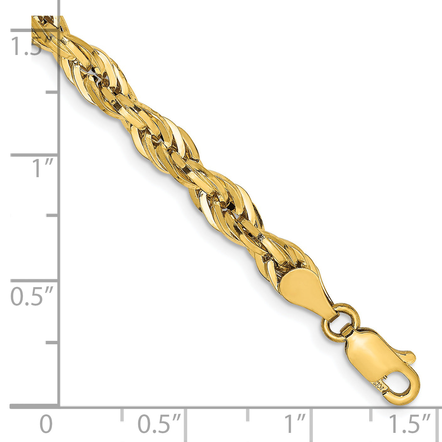 14ky 4.75mm Semi-Solid Rope Chain