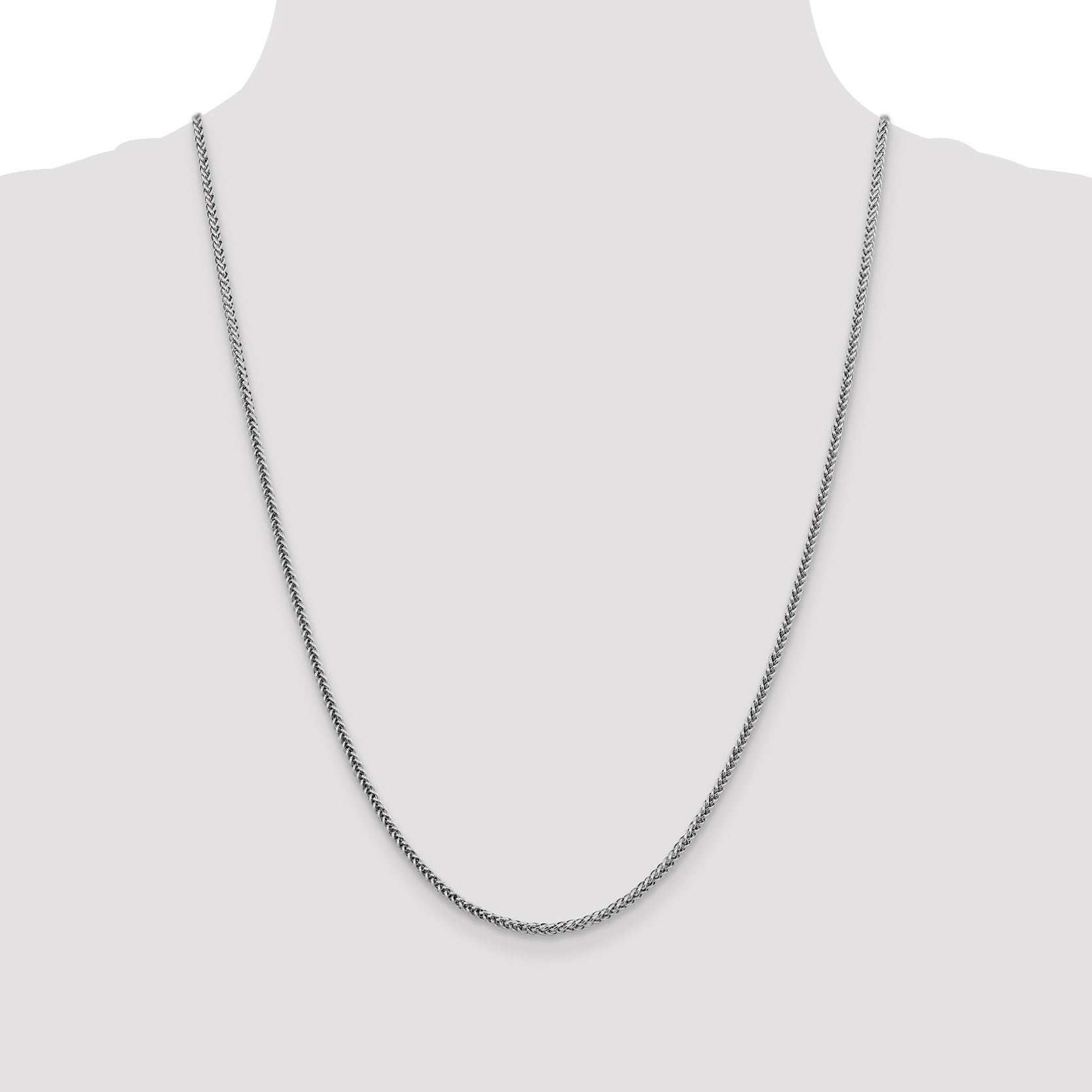 14k White Gold 2.35mm Semi-solid 3-Wire Wheat Chain